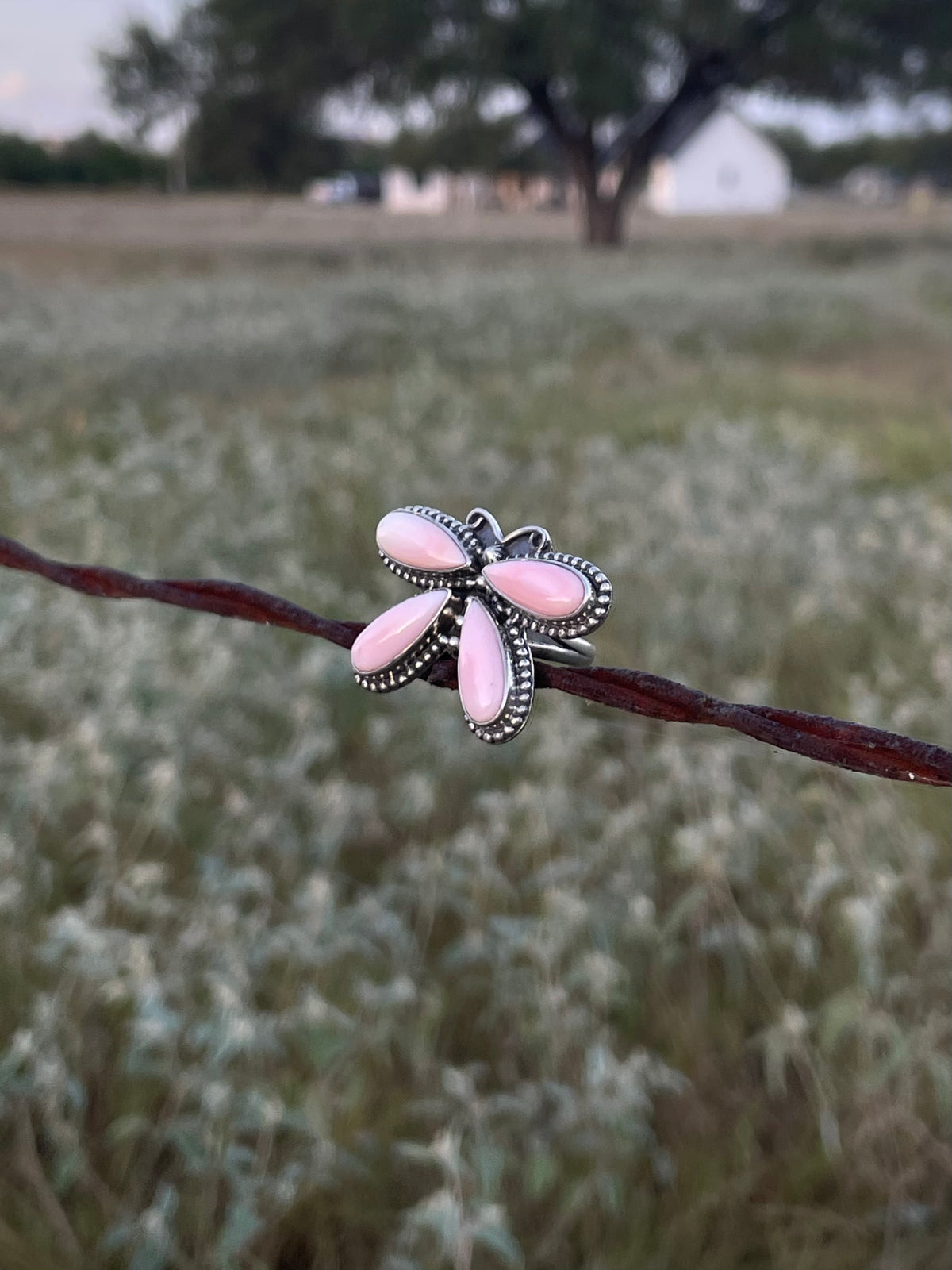 Pink Conch Butterfly Ring Size 6.75 | 925 Sterling Silver G744