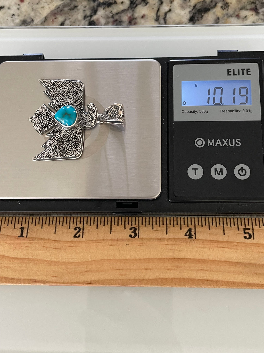 Kingman Turquoise Thunderbird Pendant | Sterling Silver G464