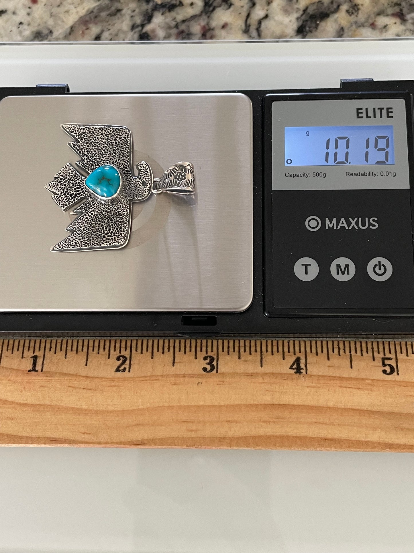Kingman Turquoise Thunderbird Pendant | Sterling Silver G464