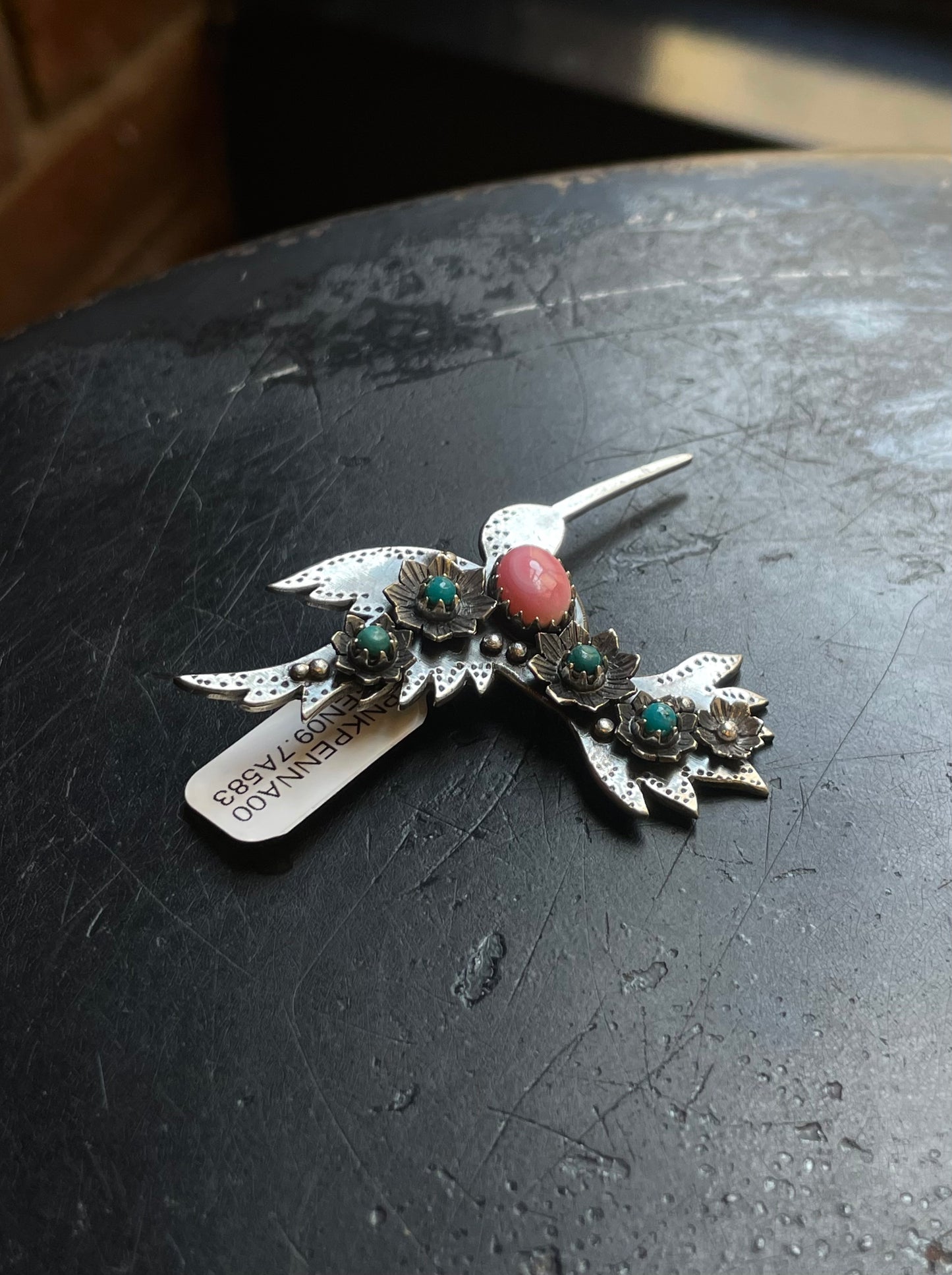 Hummingbird Pink Conch Pendant | Sterling Silver | A583