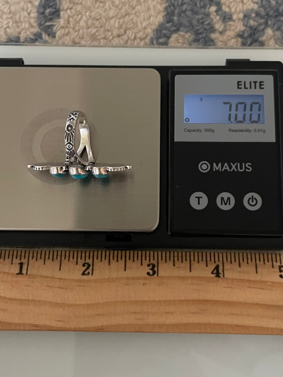 Kingman Turquoise Three Stone Ring | 925 Sterling Silver Size 6 G810