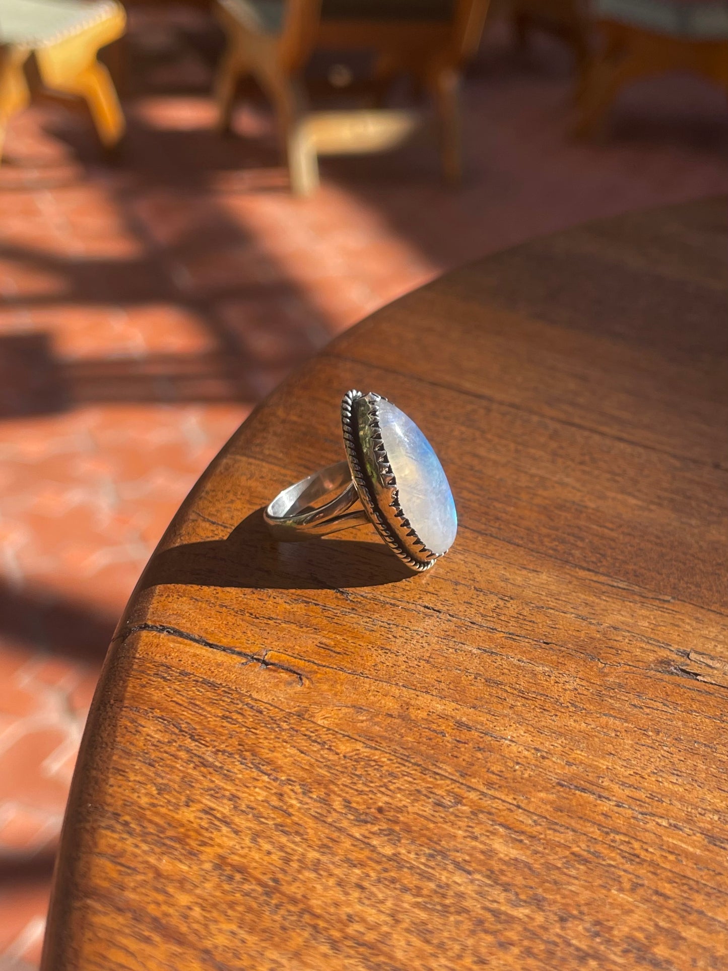 Moonstone Ring | Sterling Silver | Handmade Size 6.75 C859