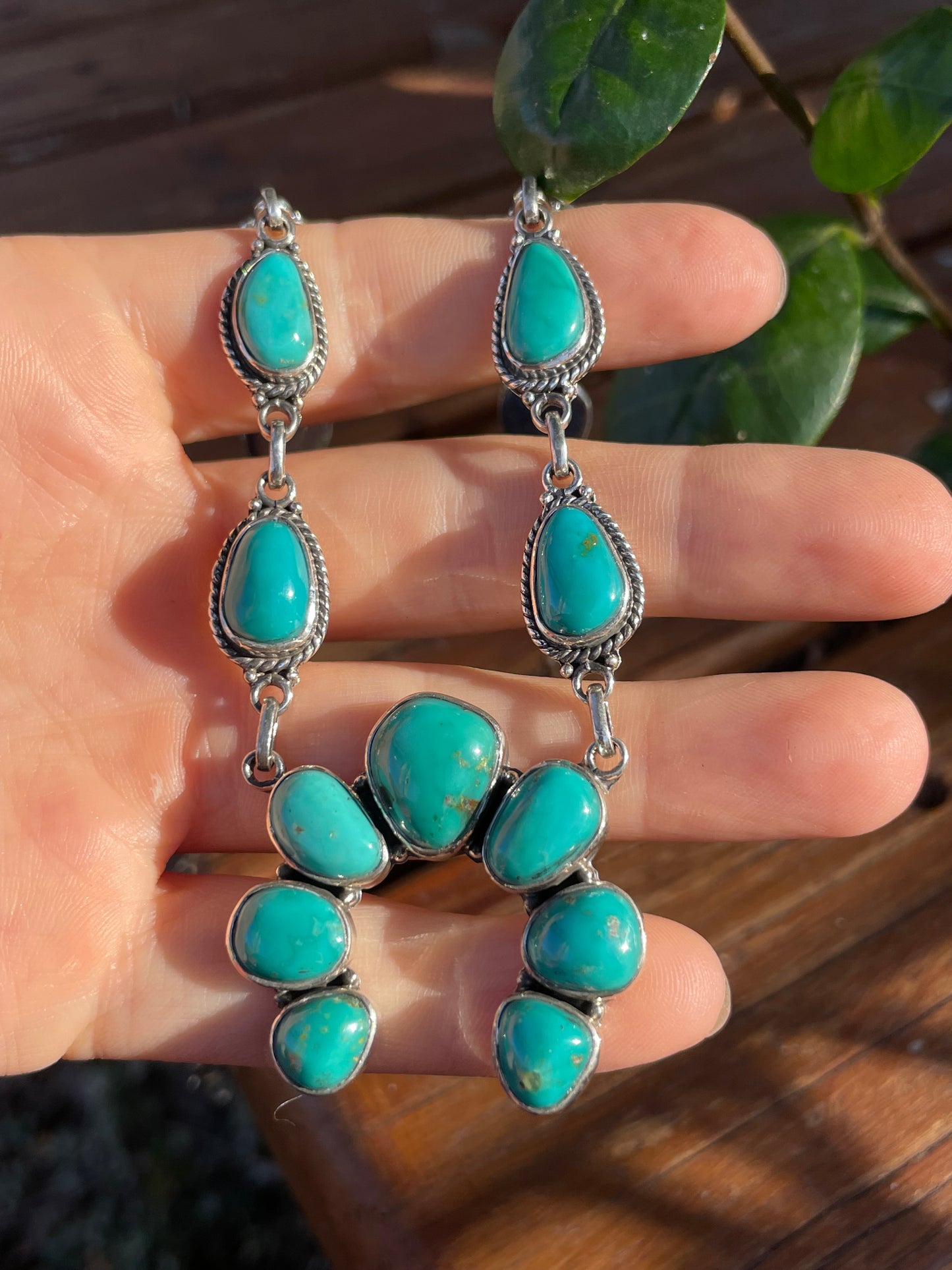 Kingman Turquoise Naja Necklace | Sterling Silver 925 B899