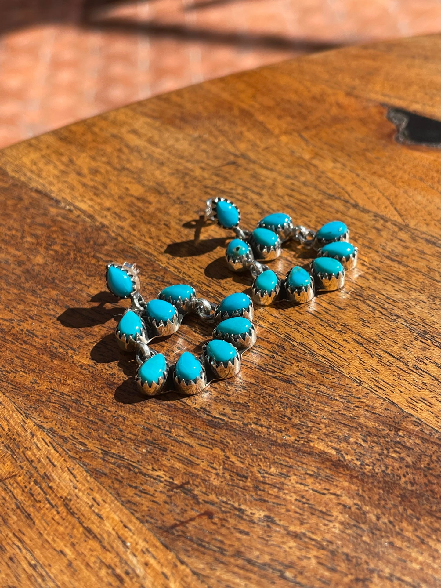 Kingman Turquoise Chandelier Stud Earrings | 925 Sterling Silver C835