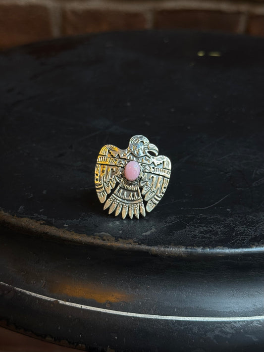 Pink Conch Thunderbird Ring Size 7 | 925 Sterling Silver C429