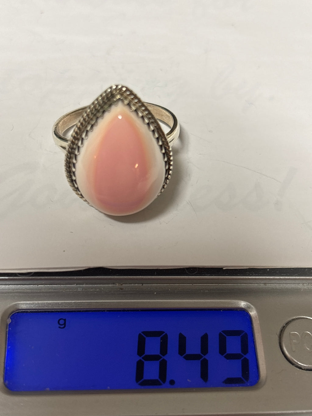 Pink Conch Teardrop Ring Size 9.5 | 925 Sterling Silver C874
