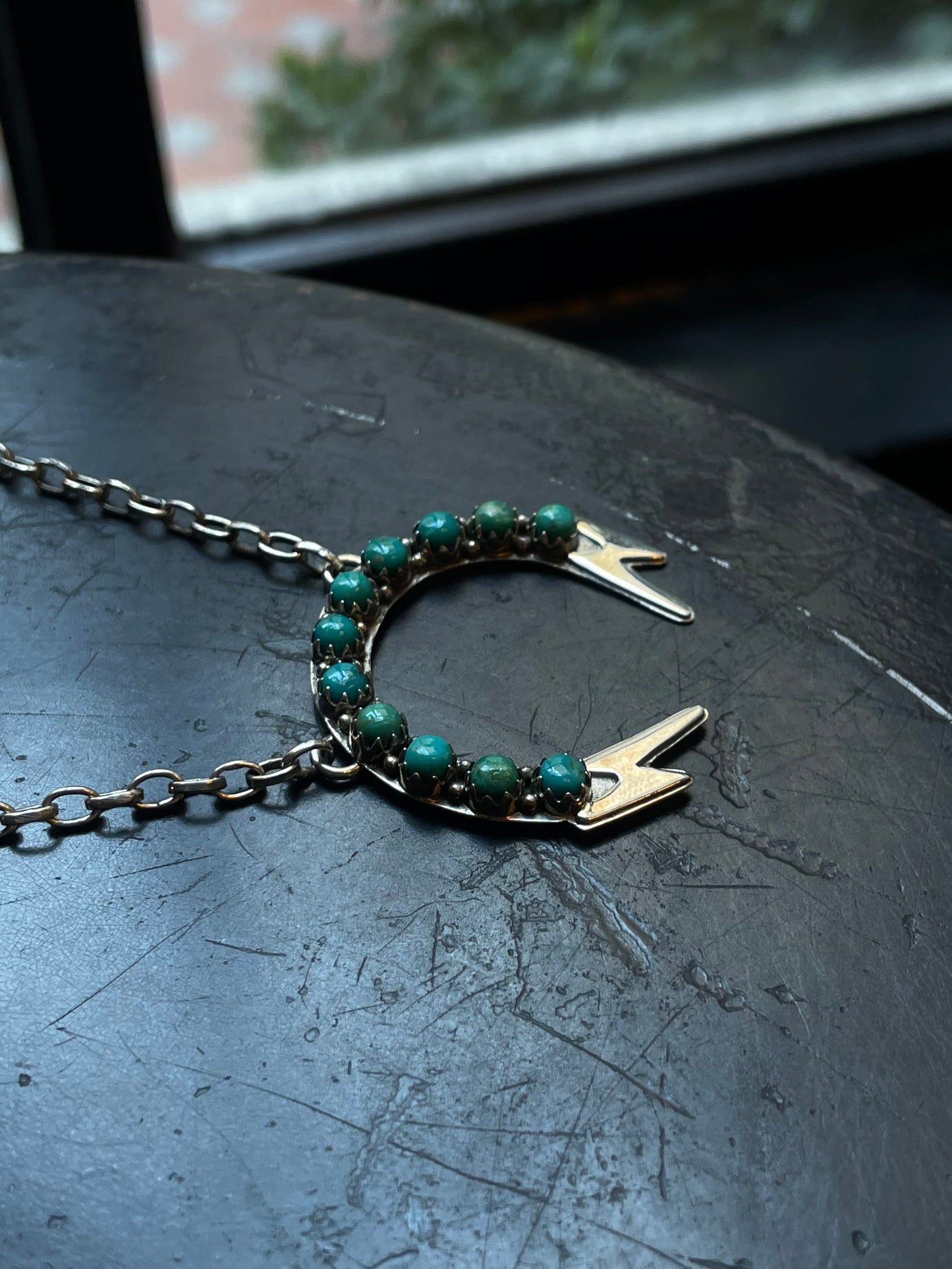 Kingman Lightning Bolts Turquoise Necklace | 925 Sterling Silver E361