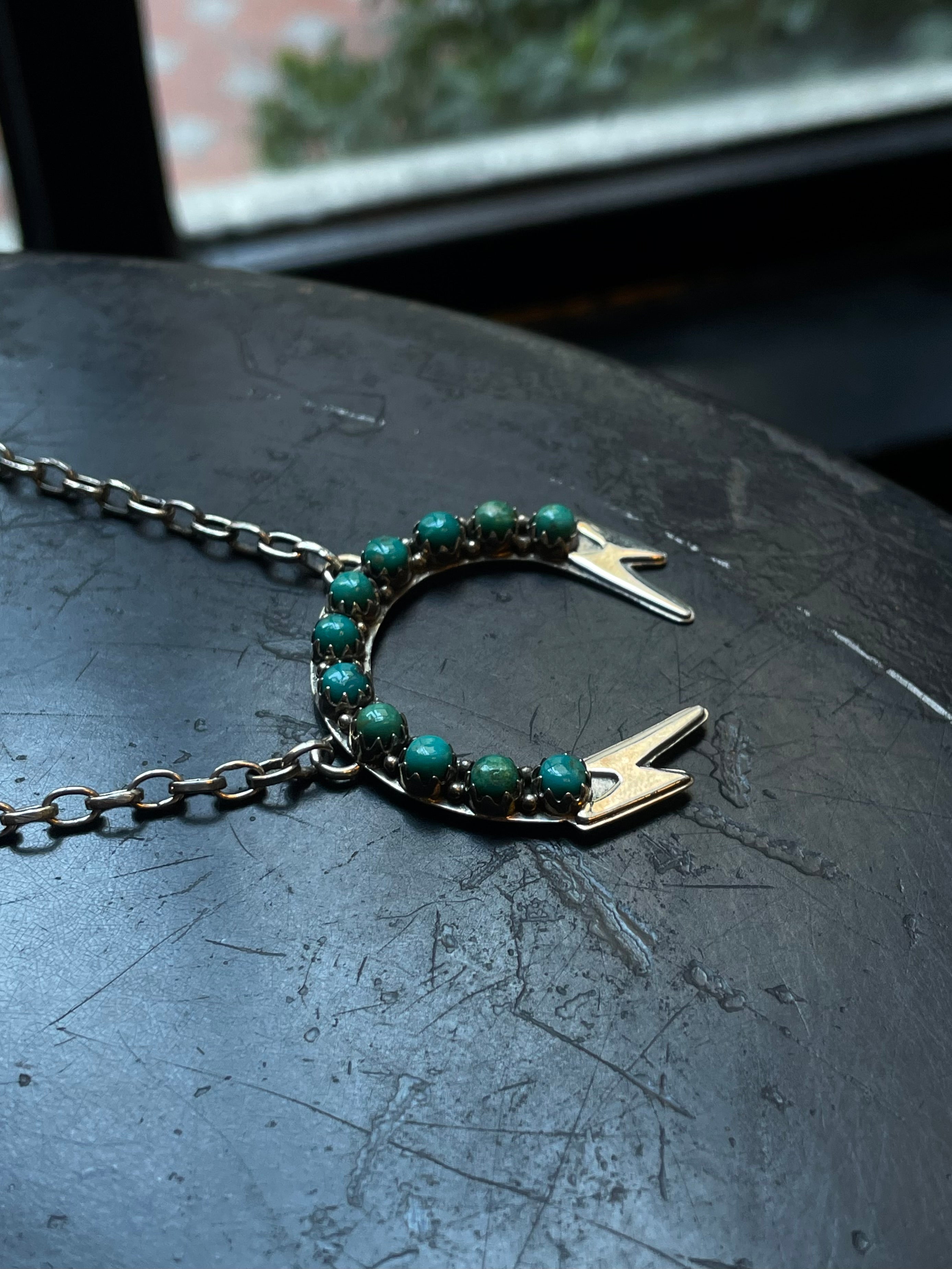 Kingman Lightning Bolts Turquoise Necklace | 925 Sterling Silver E361