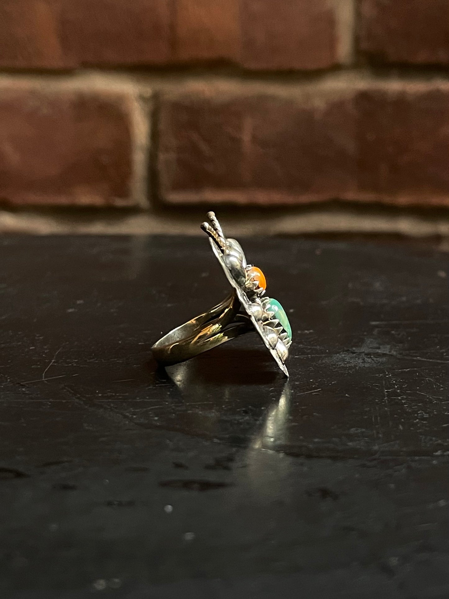 Spiny Oyster & Turquoise Butterfly Ring Size 6 | 925 Sterling Silver G202