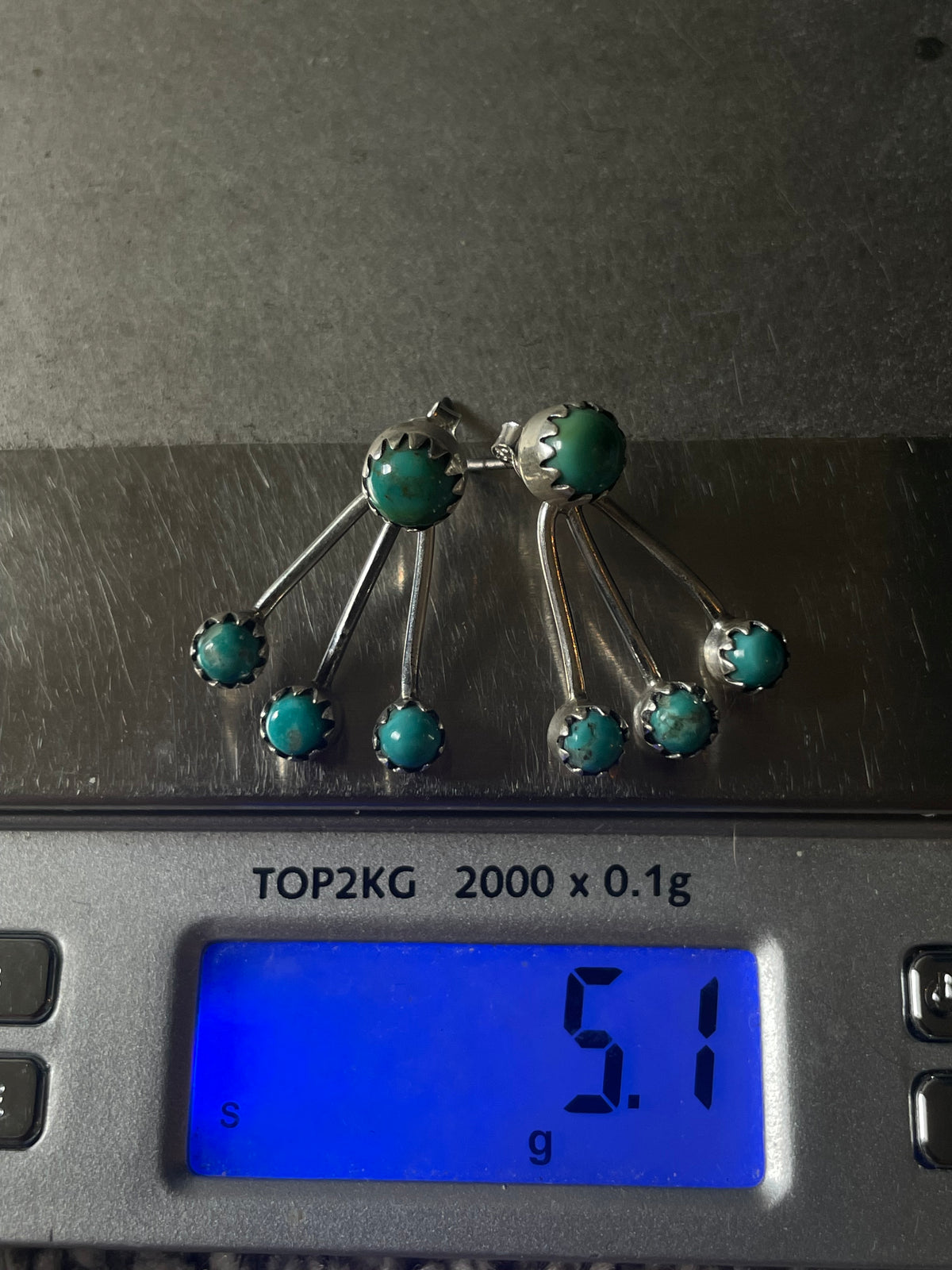 Turquoise Cluster Stud Earrings | 925 Sterling Silver D244