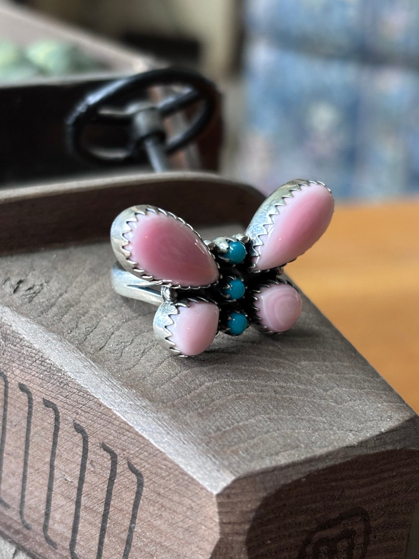 Pink Conch Butterfly Ring Size 7 | 925 Sterling Silver A103