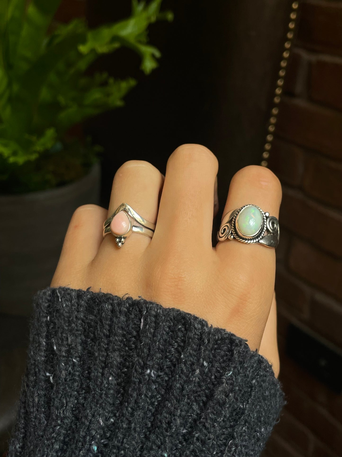 Pink Conch Tear Drop Ring Size 7 | 925 Sterling Silver G155
