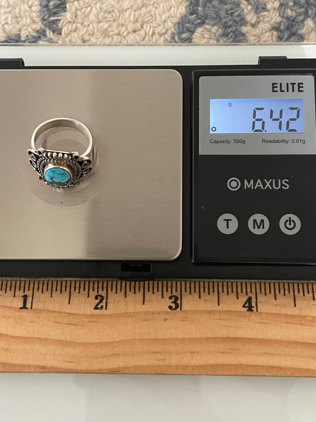 Kingman Turquoise Oval Ring | 925 Sterling Silver Size 6.75 G811