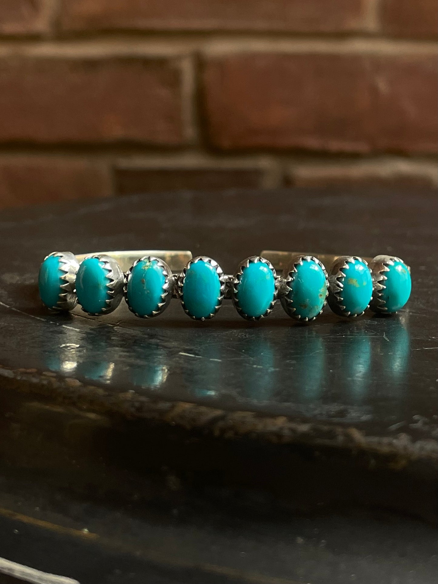 Kingman Turquoise Cuff | Multi Stone Row | 925 Silver E682