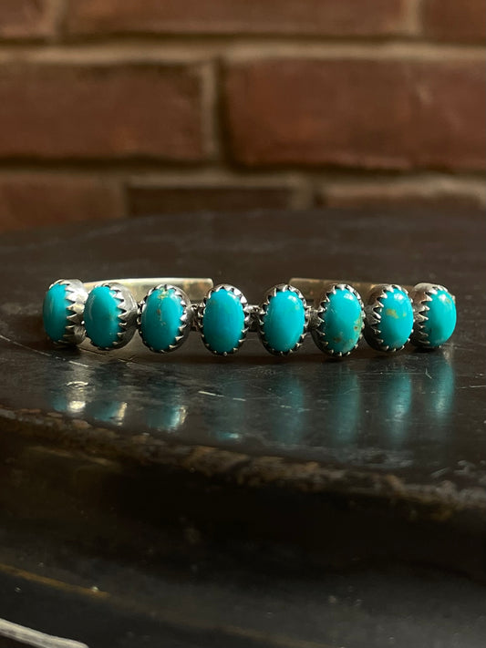 Kingman Turquoise Cuff | Multi Stone Row | 925 Silver E682
