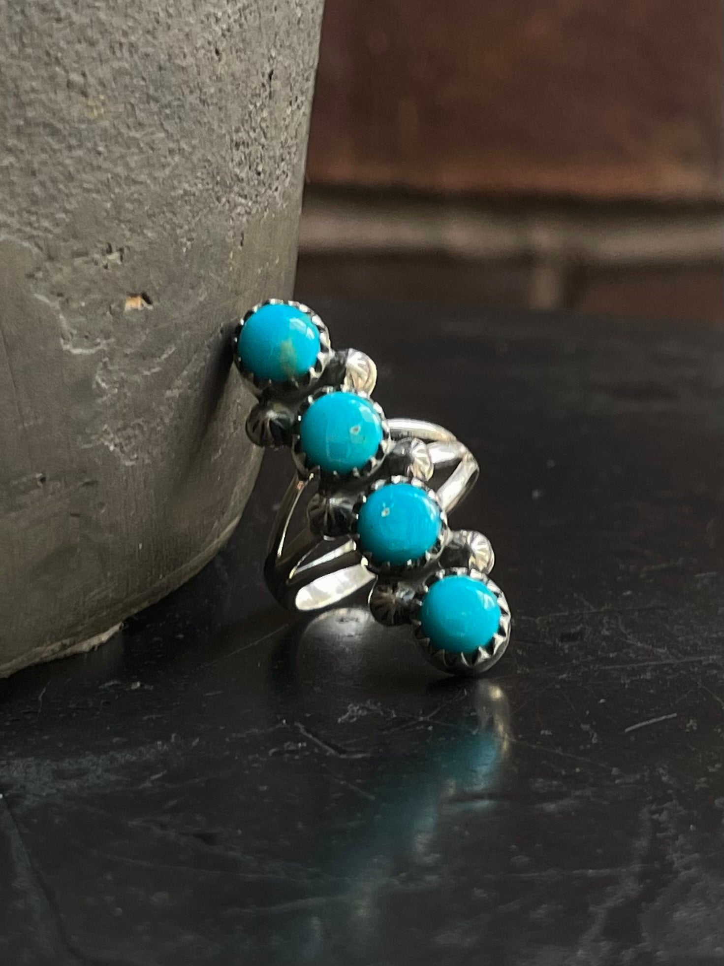 Kingman Turquoise Row Ring Size 6 | 925 Sterling Silver G584