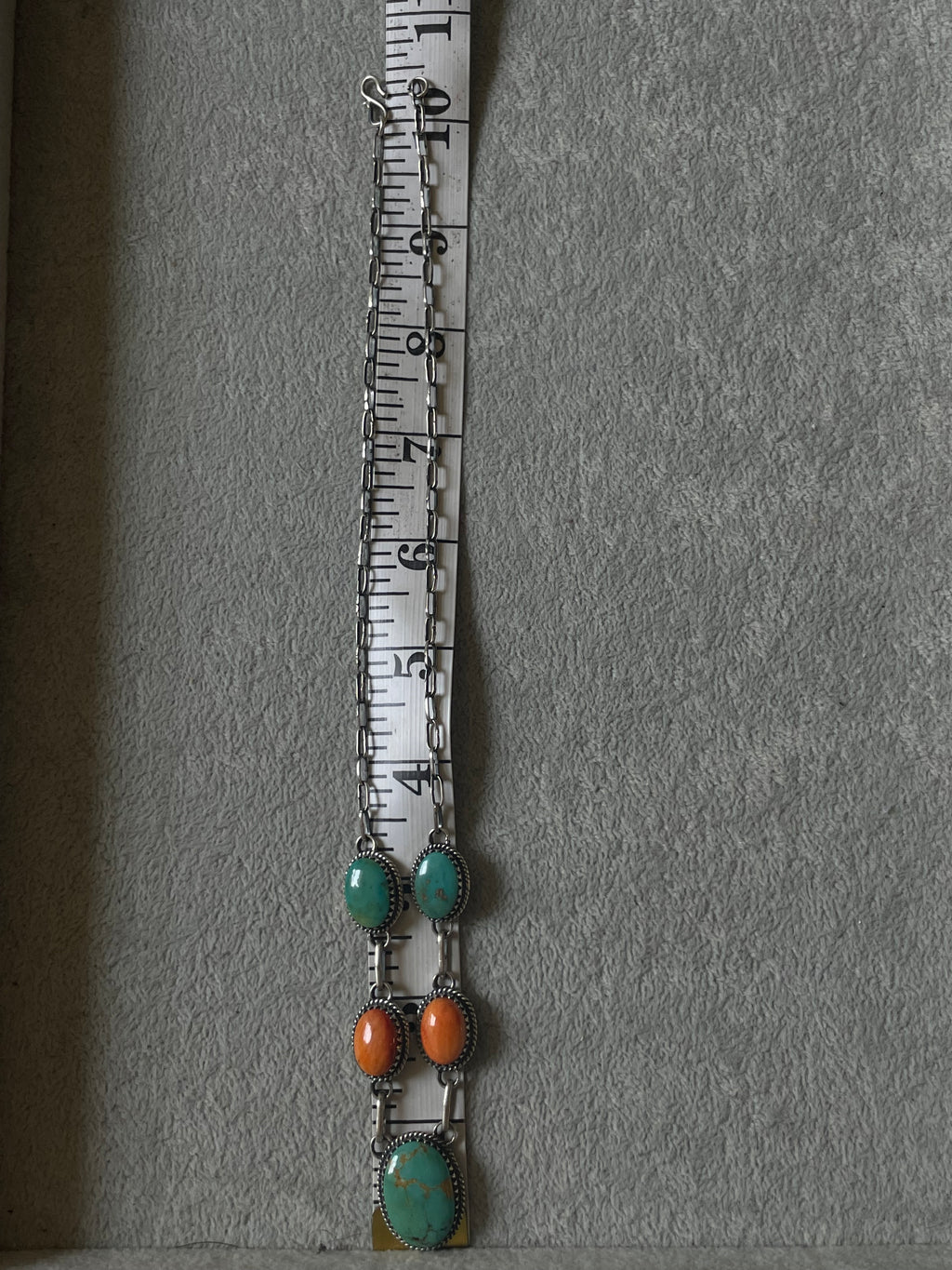 Turquoise & Spiny Oyster Necklace | 925 Sterling Silver D233