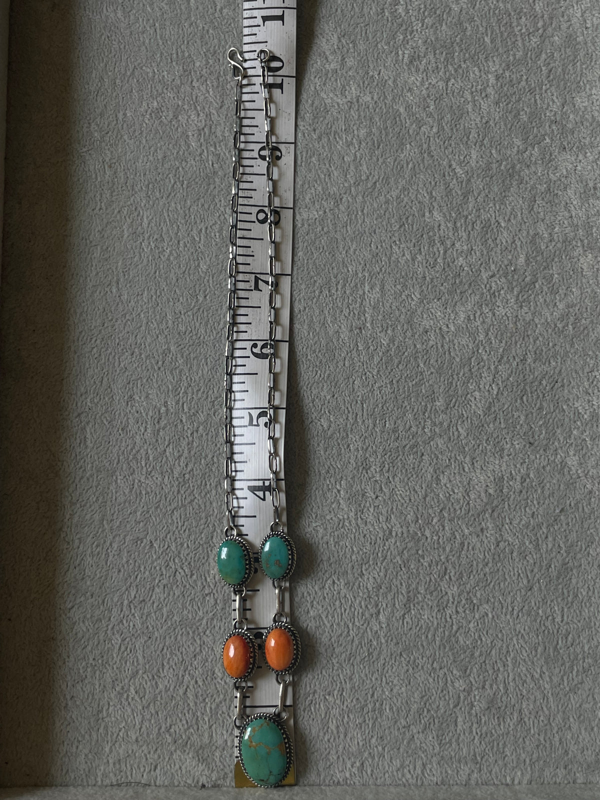 Turquoise & Spiny Oyster Necklace | 925 Sterling Silver D233