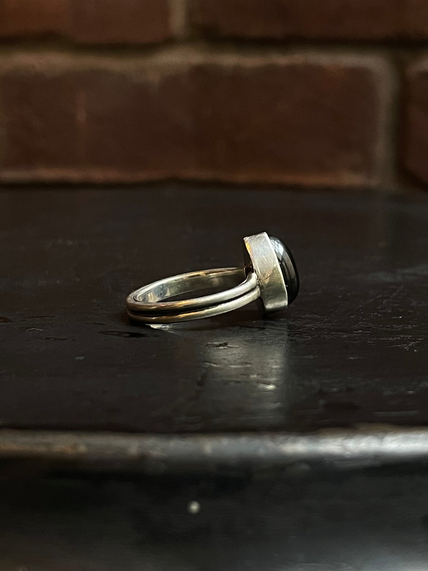 Black Onyx Tear Drop Ring | Sterling Silver | Size 7 G325