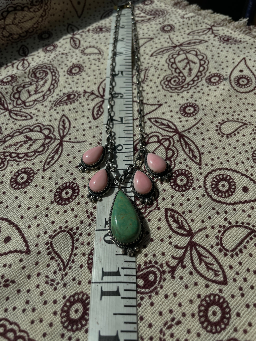 Pink Conch & Turquoise Necklace | 925 Sterling Silver E339