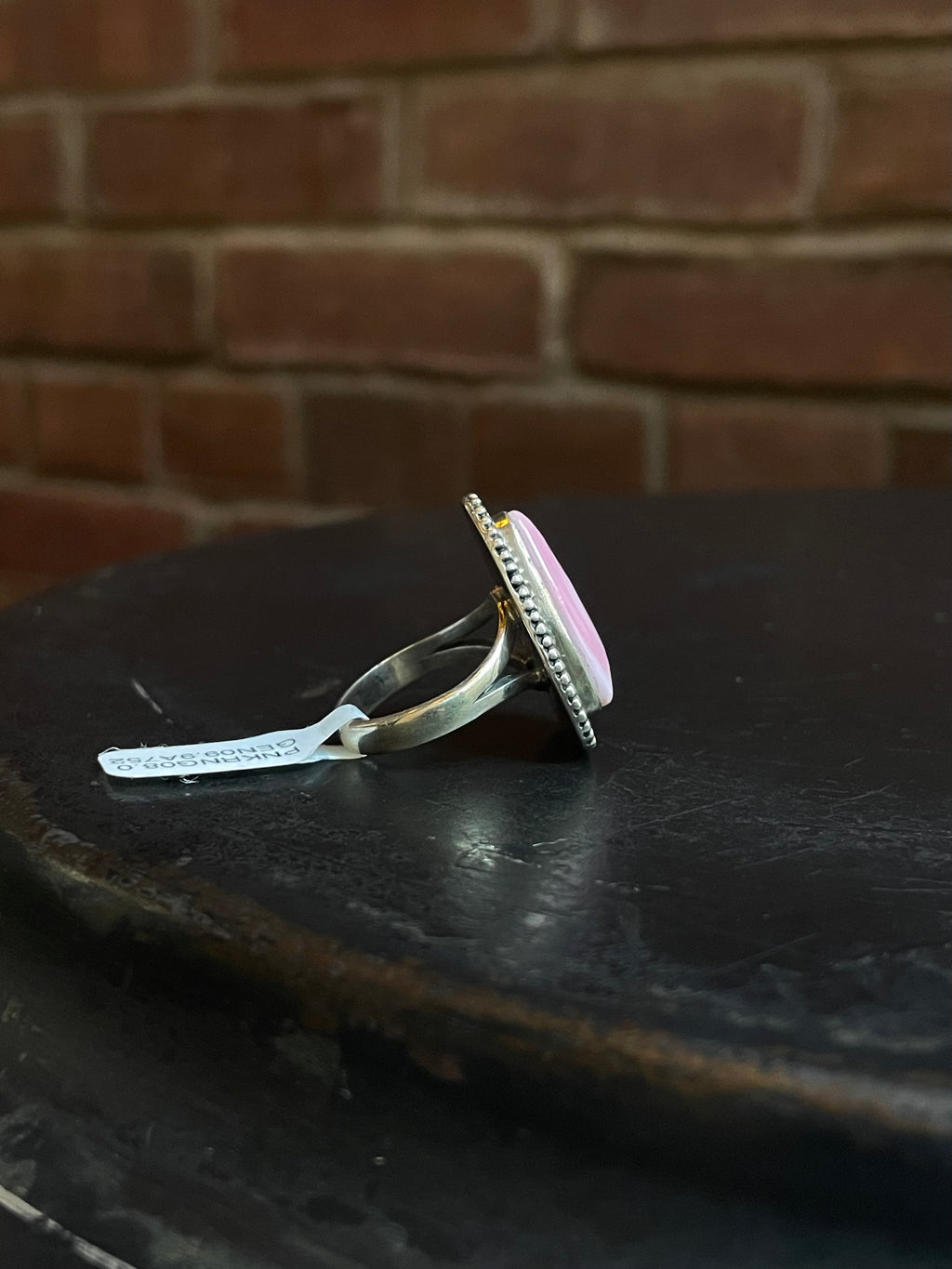 Triangle Shaped Pink Conch Ring | Sterling Silver | Size 8 | A752