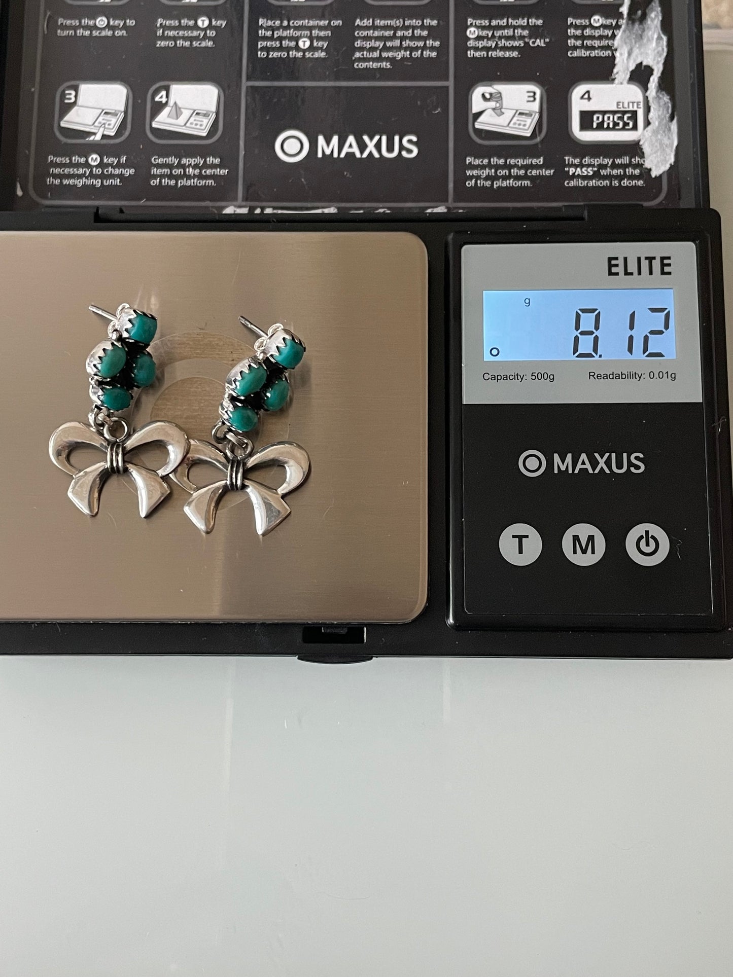 Kingman Turquoise Bow Earrings | Cluster Stud Drop E655