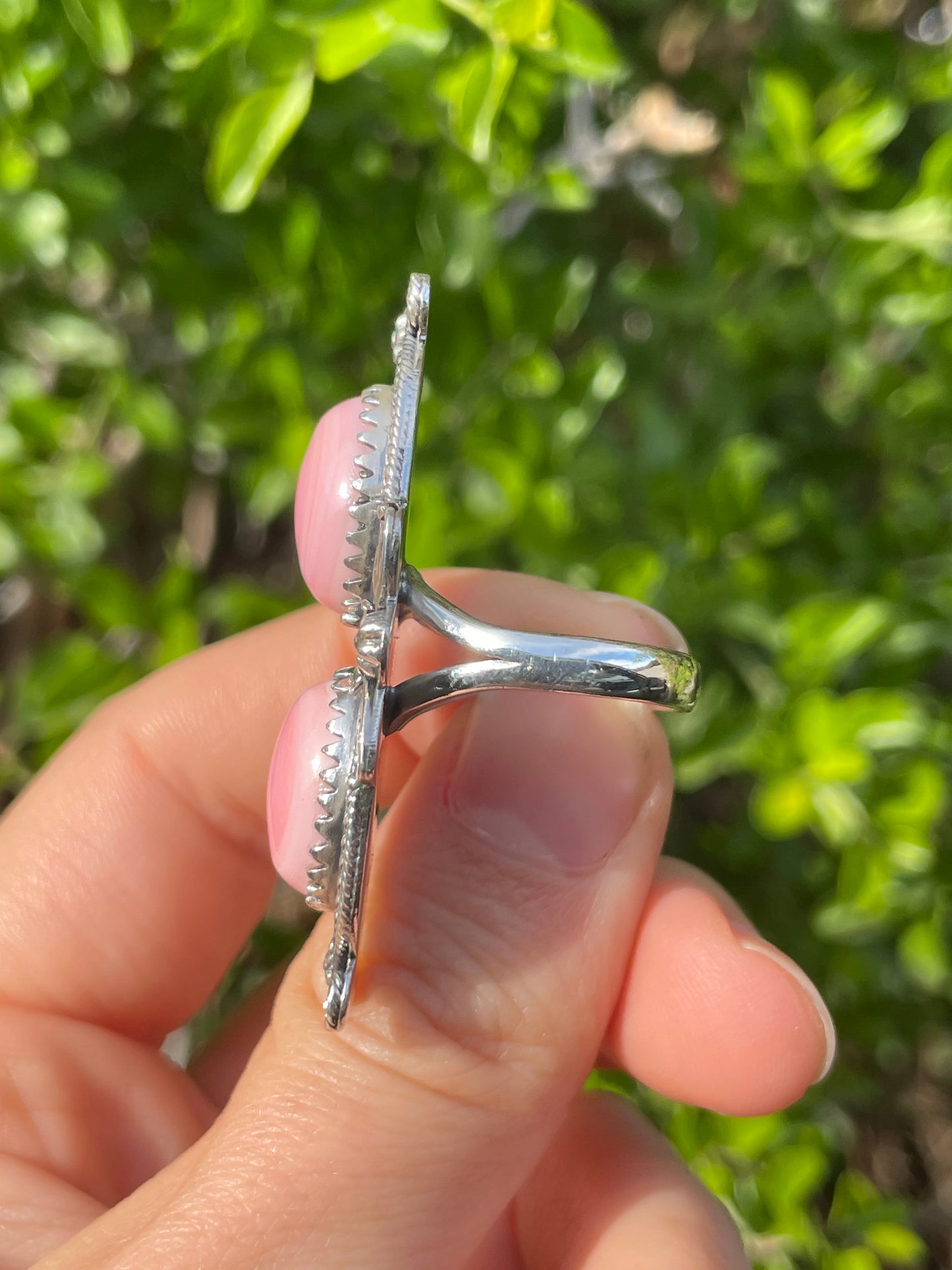 Pink Conch Floral Ring Size 7 | 925 Sterling Silver B583