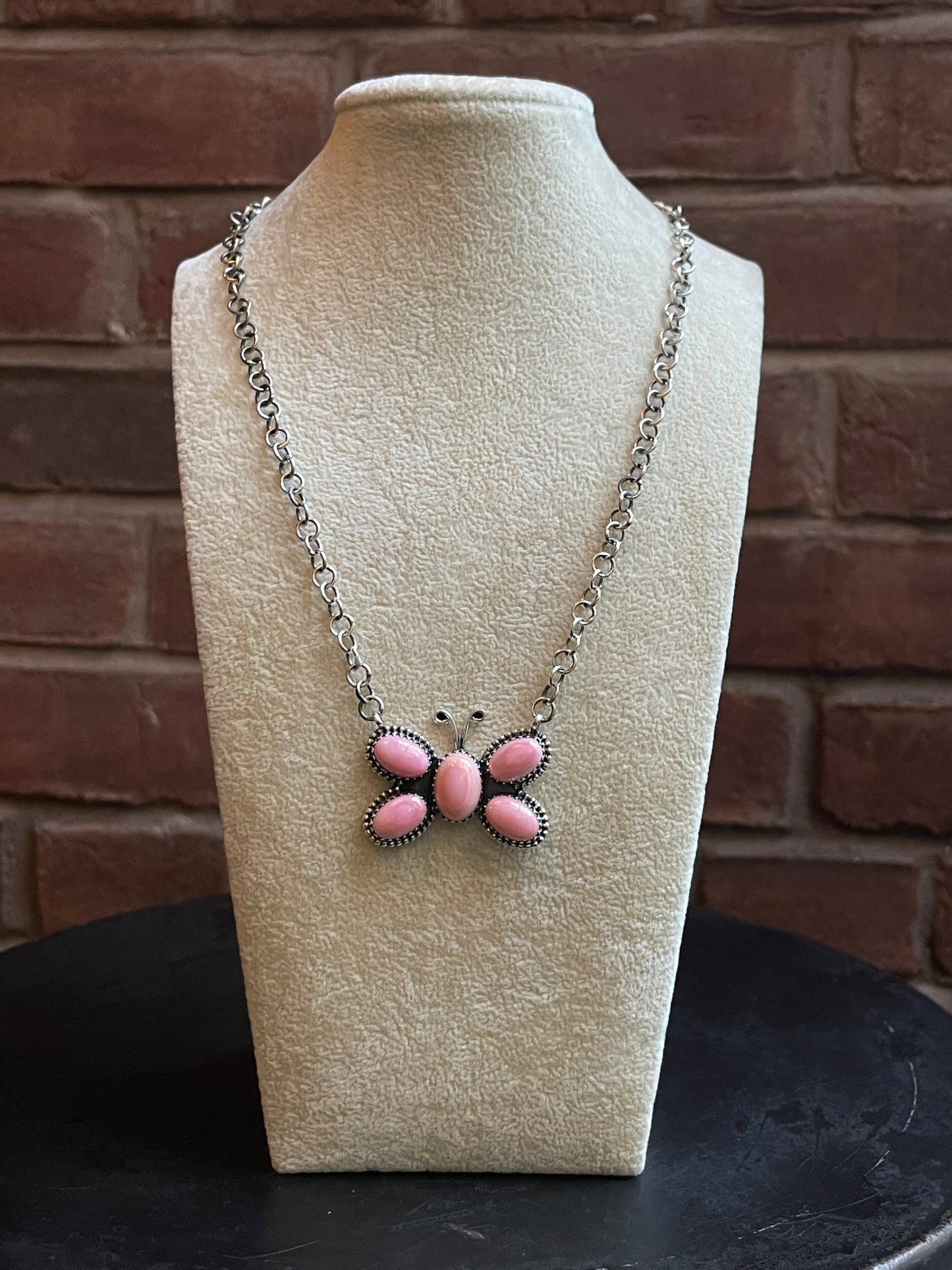 Pink Butterfly Conch Necklace | 925 Sterling Silver E362