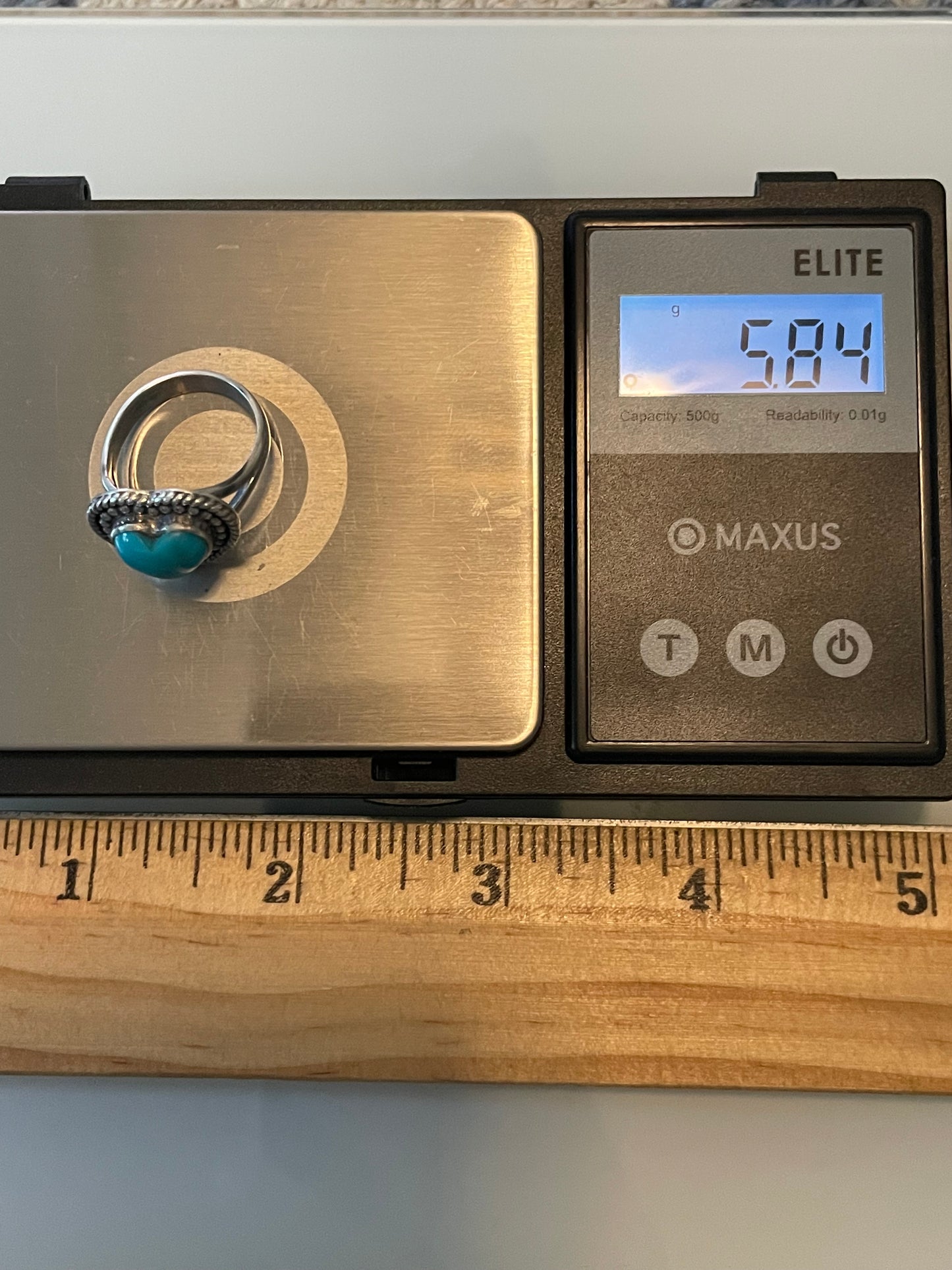 Kingman Turquoise Heart Ring | Sterling Silver | Size 6 G355