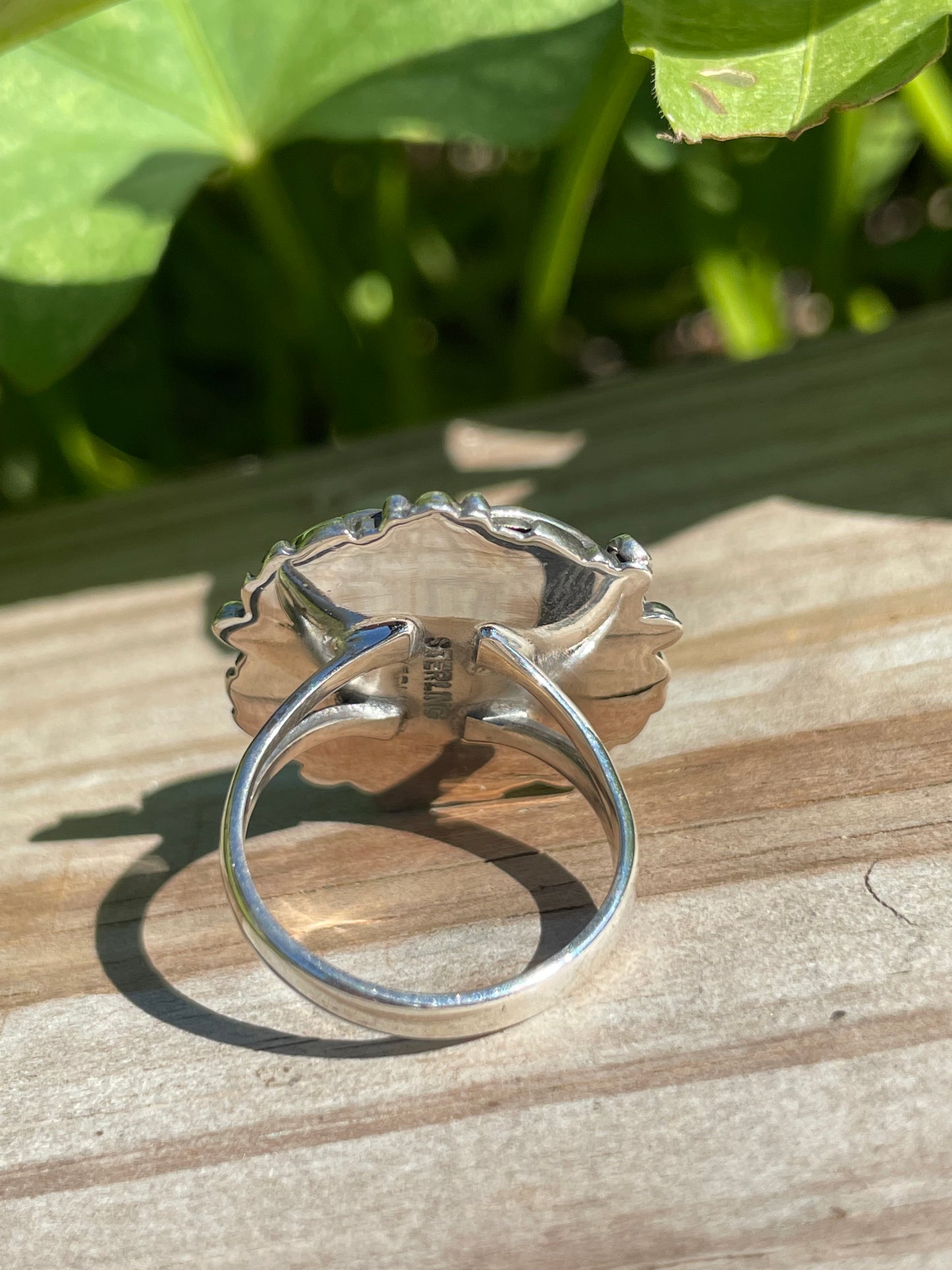 Pink Conch Leaf Design Ring | 925 Sterling Silver | Size 8 B341