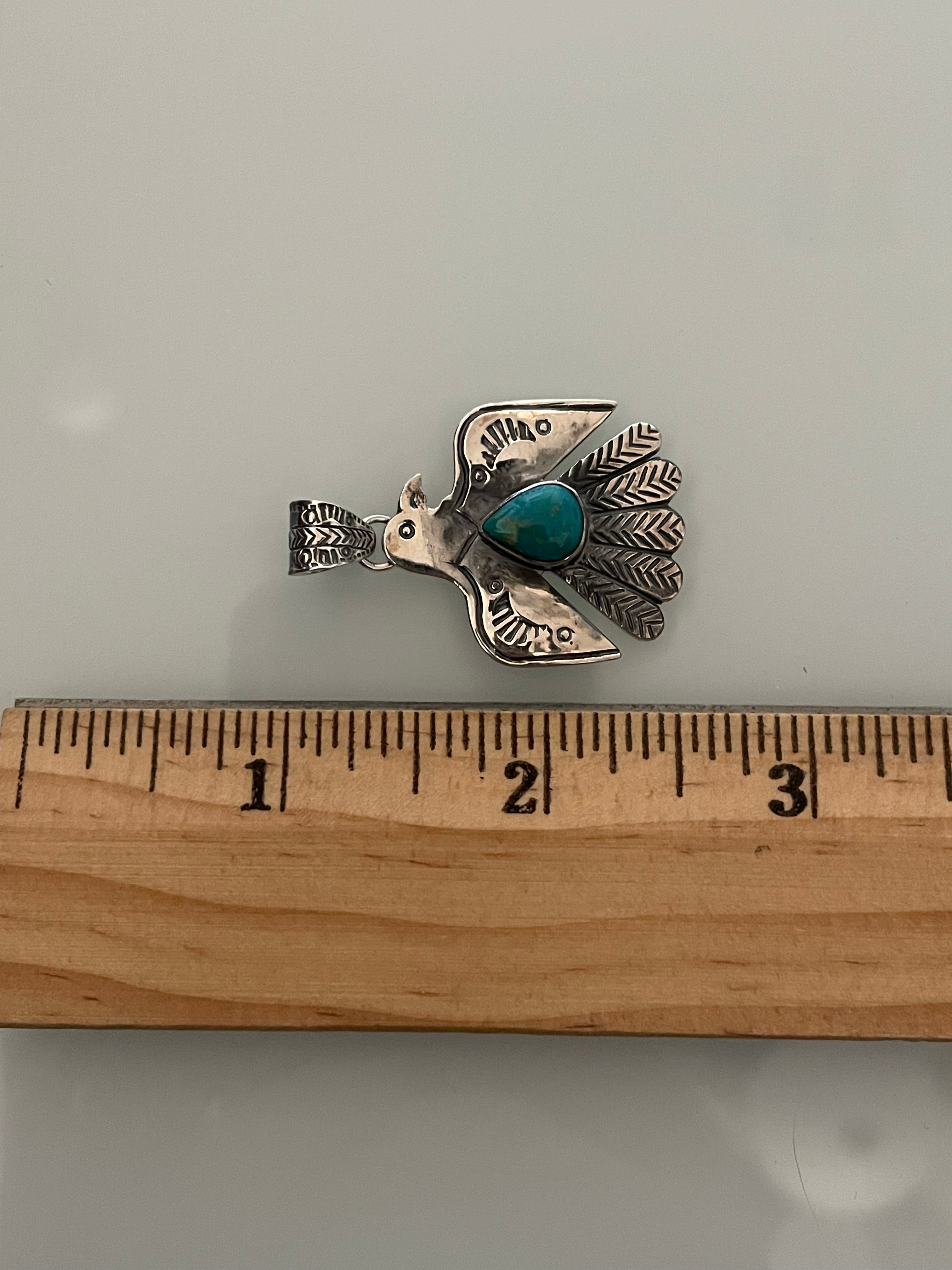 Turquoise Thunderbird Pendant | 925 Sterling Silver E234