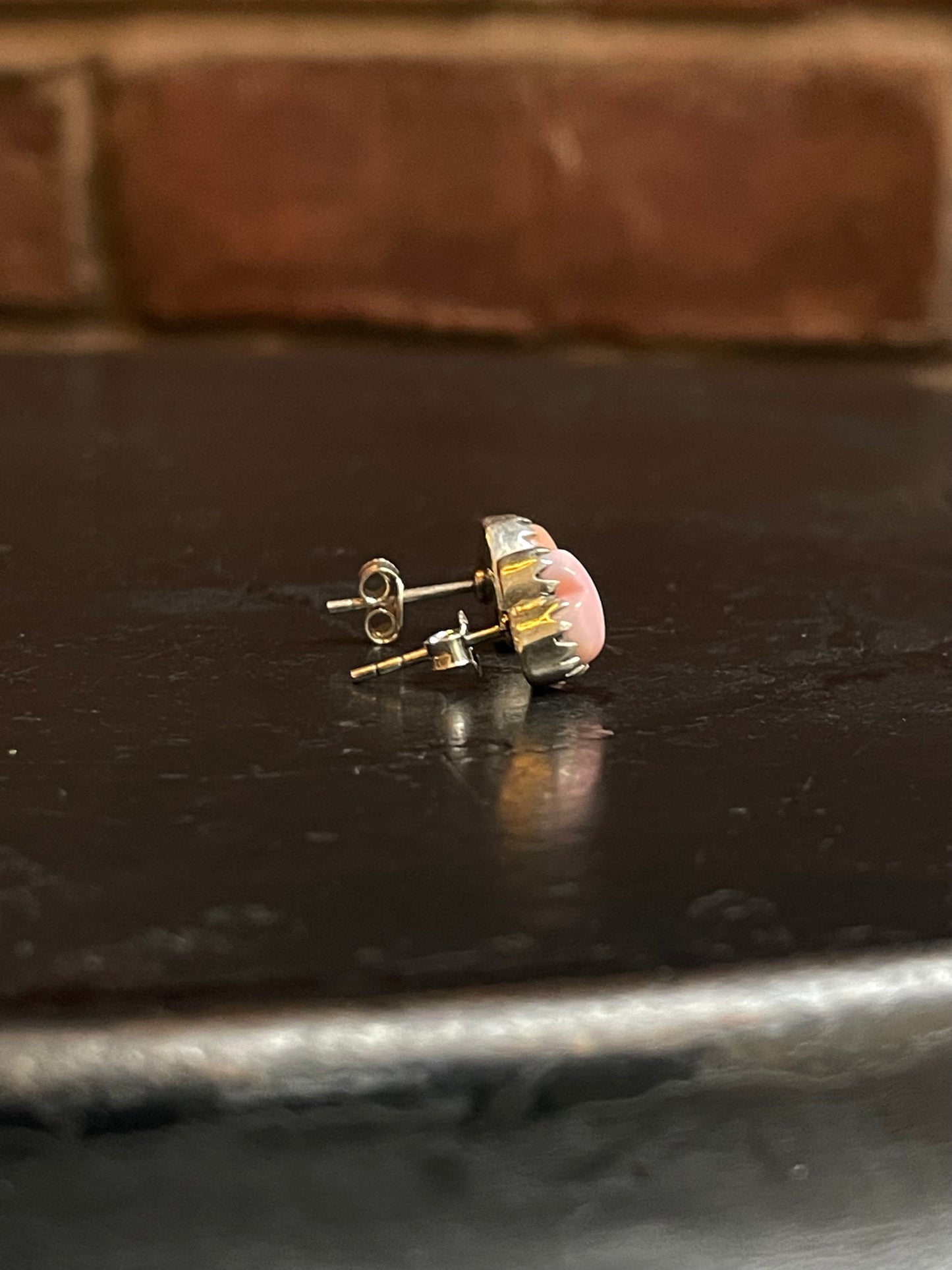 Pink Conch Heart Stud Earrings | 925 Sterling Silver G176