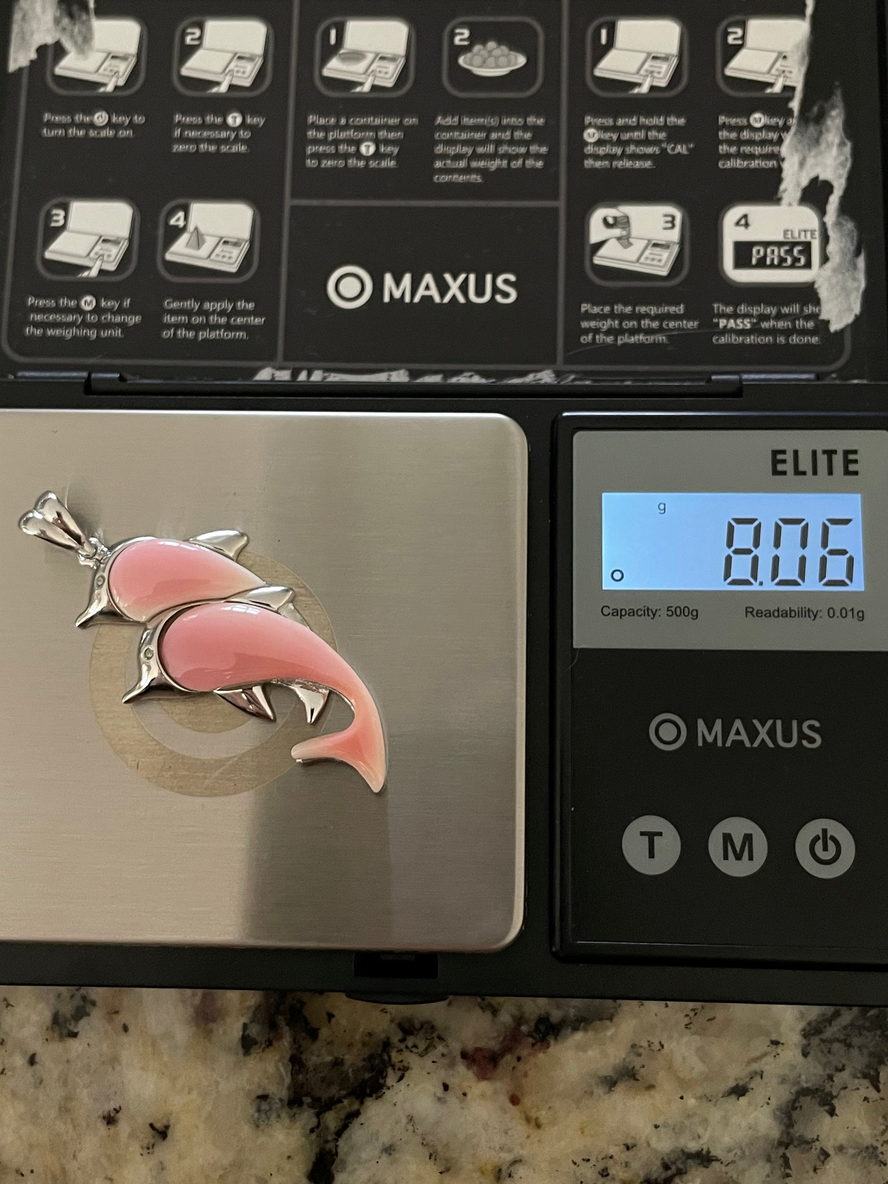 Pink Conch Dolphin Pendant | 925 Sterling Silver E285