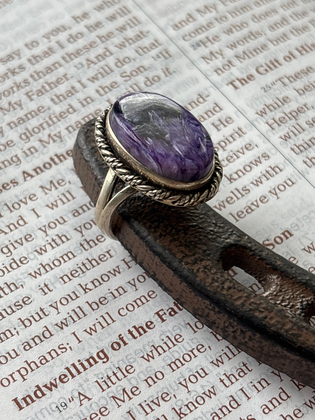 Charoite Oval Statement Ring Size 7 | 925 Sterling SilverD262