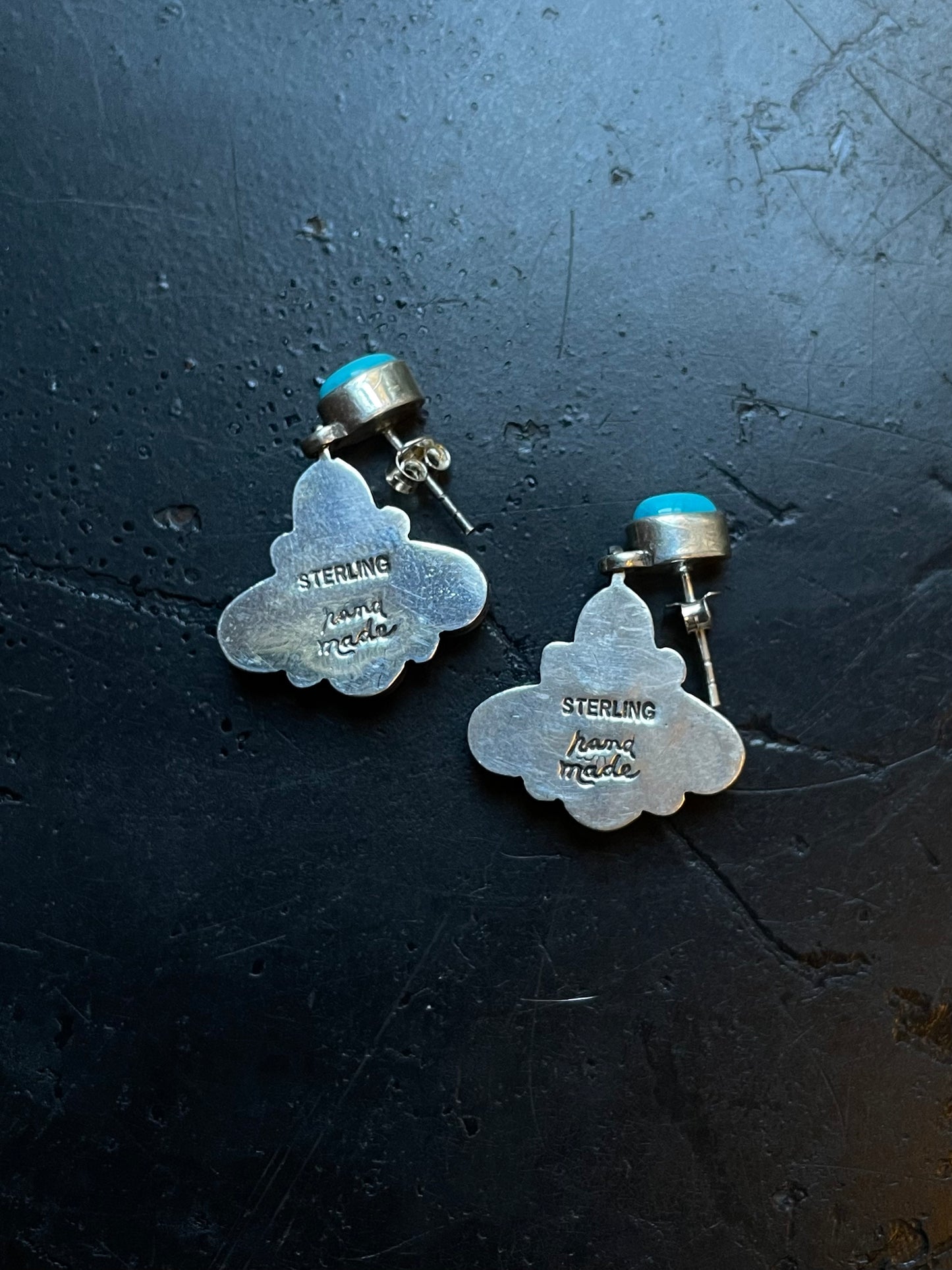 Kingman Turquoise Drop Earrings | 925 Sterling Silver E412
