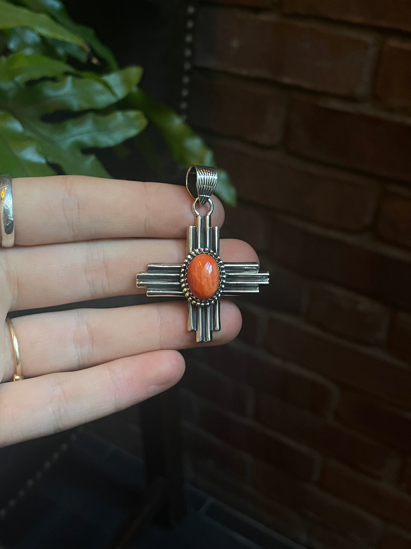 Spiny Oyster Zia Cross Pendant | 925 Sterling Silver C908