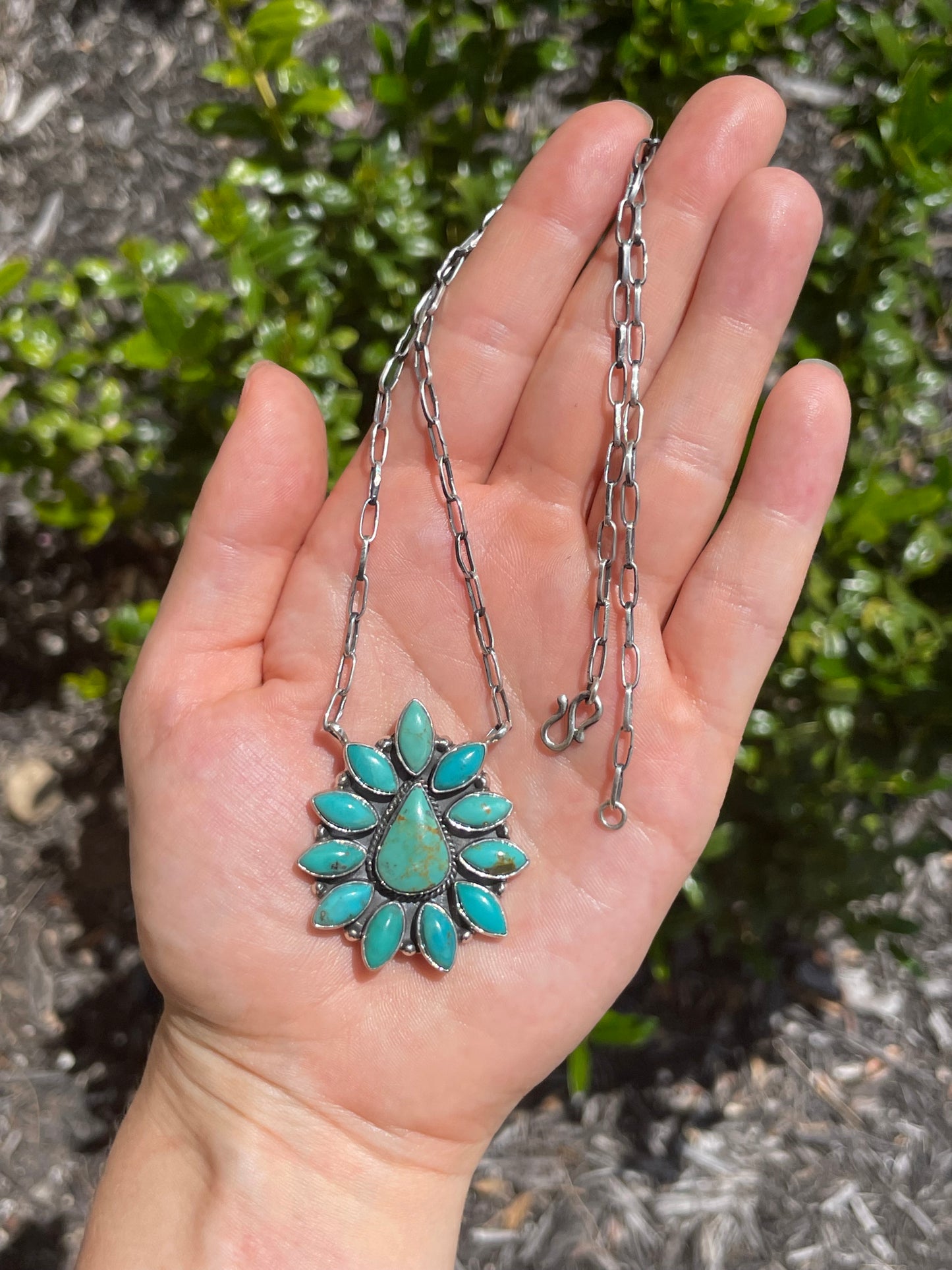 Turquoise Cluster Necklace | 925 Sterling Silver D164