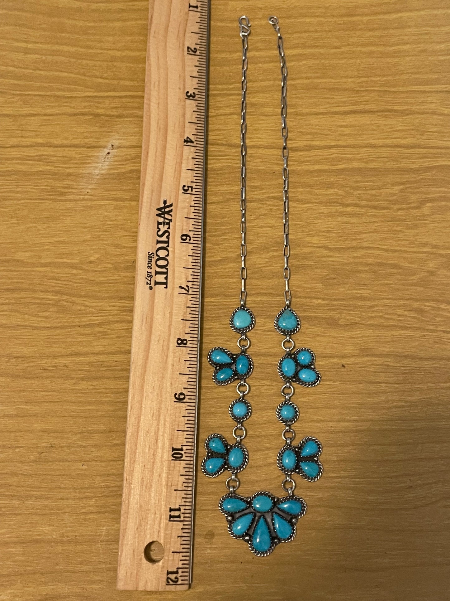 Kingman Turquoise Cluster Necklace | Sterling Silver E938