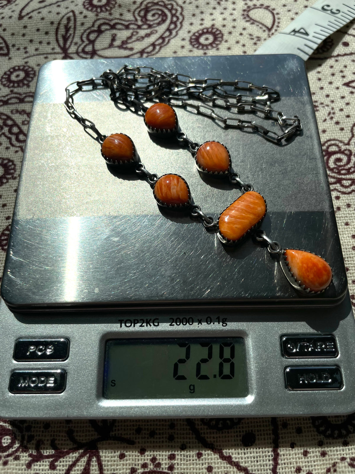 Orange Spiny Oyster Drop Necklace | 925 Sterling Silver E601