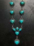 Kingman Turquoise Heart Lariat Necklace | 925 Sterling Silver G413