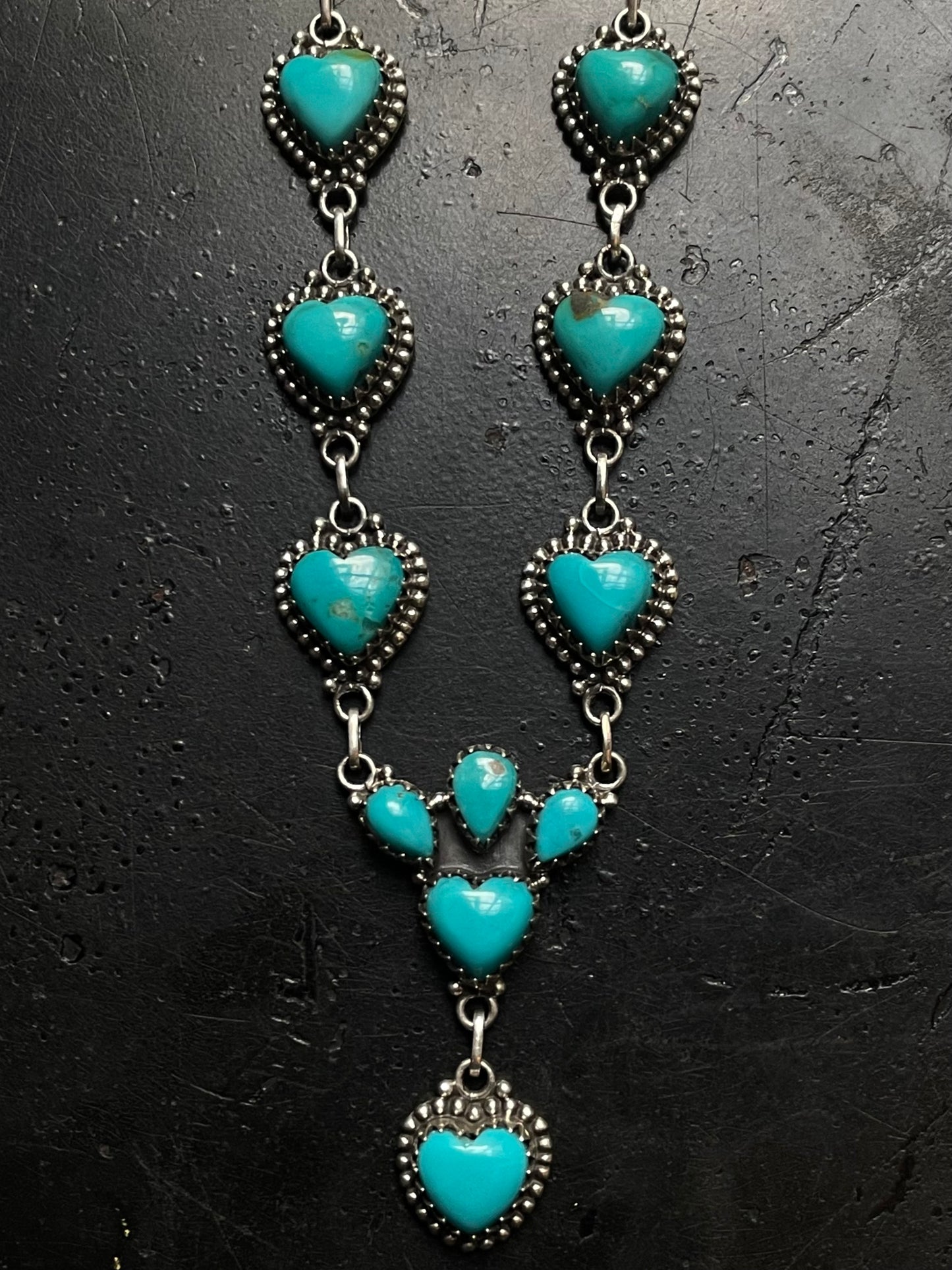 Kingman Turquoise Heart Lariat Necklace | 925 Sterling Silver G413