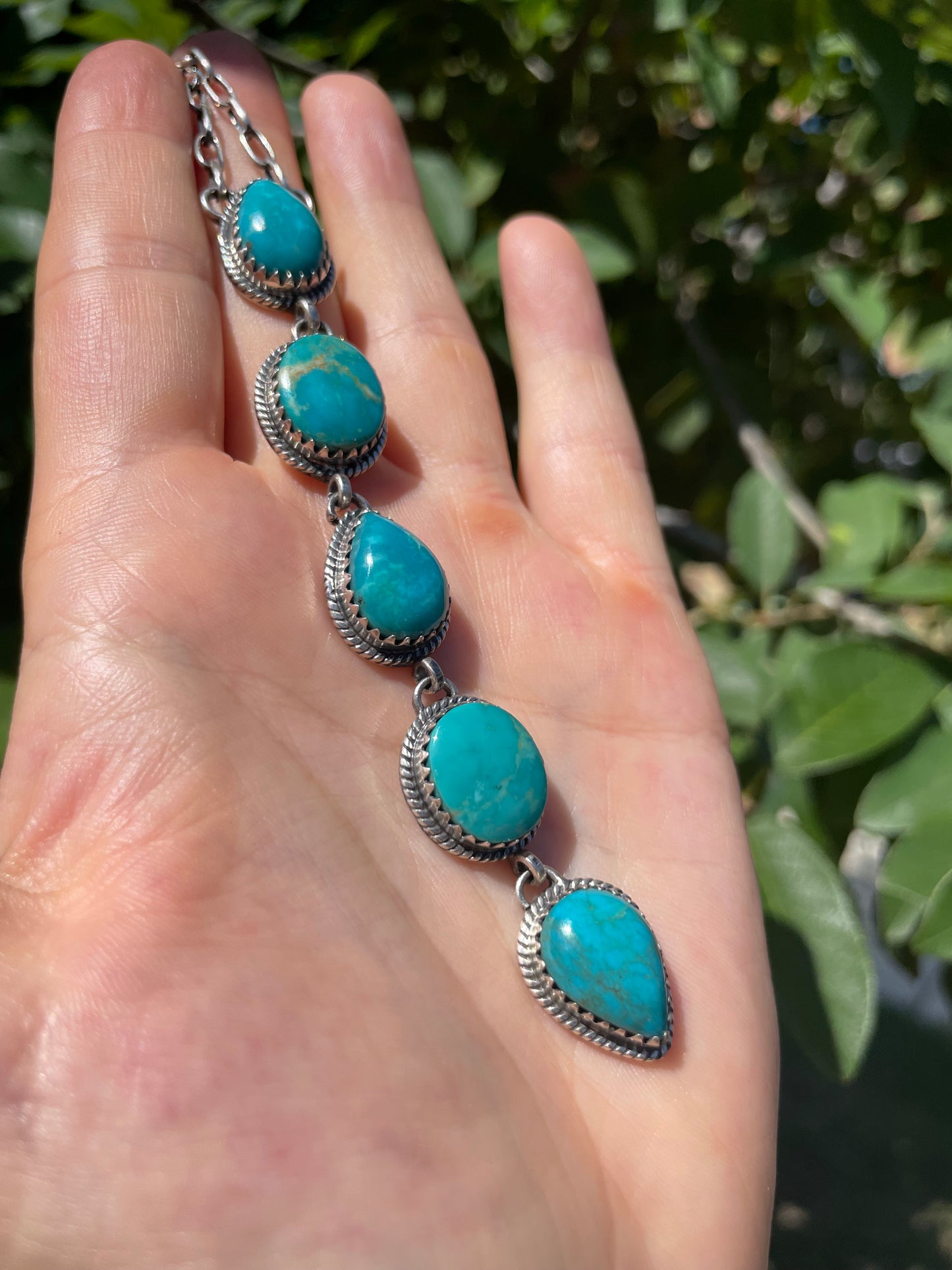 Kingman Turquoise Drop Necklace | Sterling Silver D130
