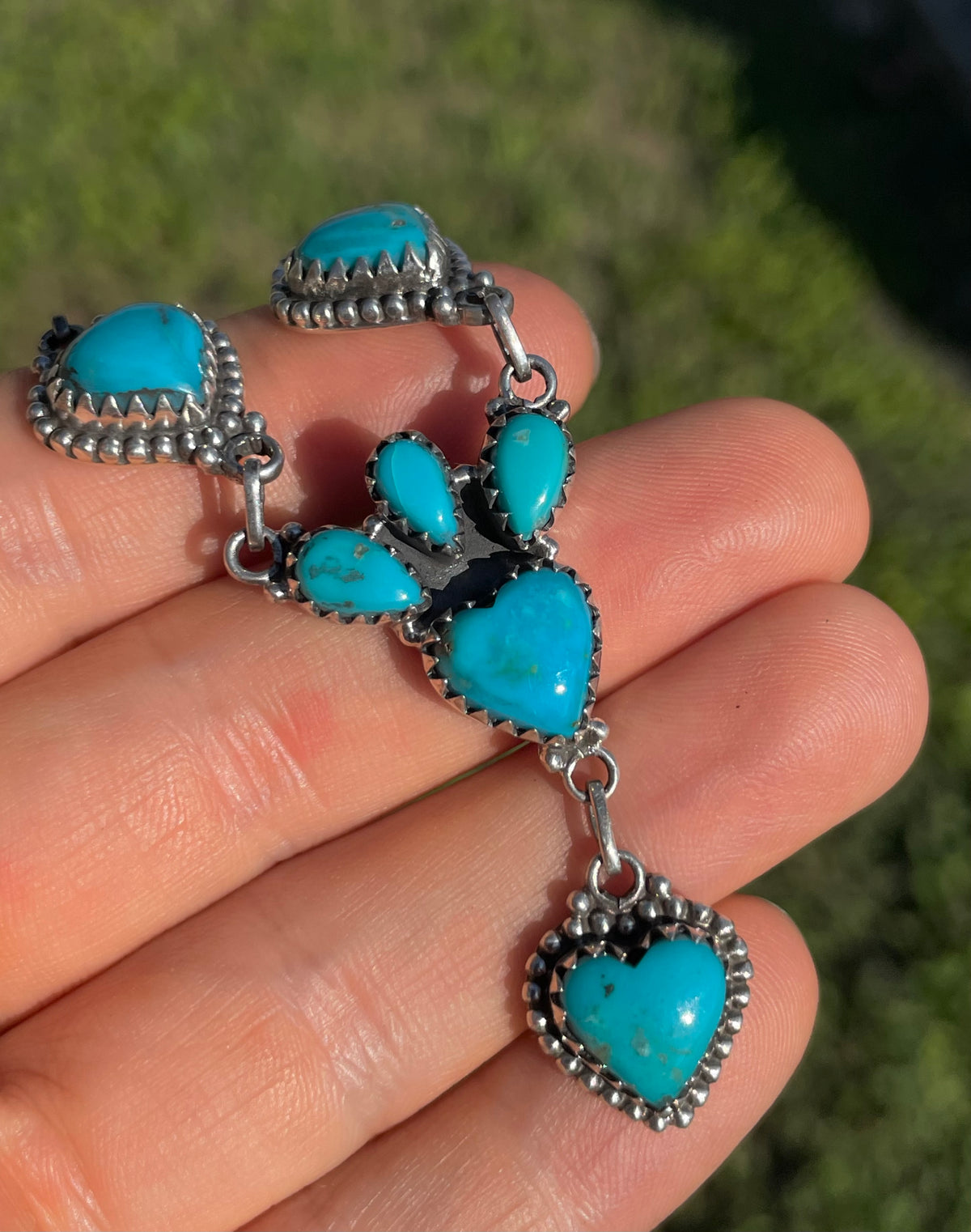 Kingman Turquoise Heart Necklace | 925 Sterling Silver E619