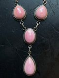 Pink Conch Lariat Necklace | Teardrop Station Drop | 925 Silver E584