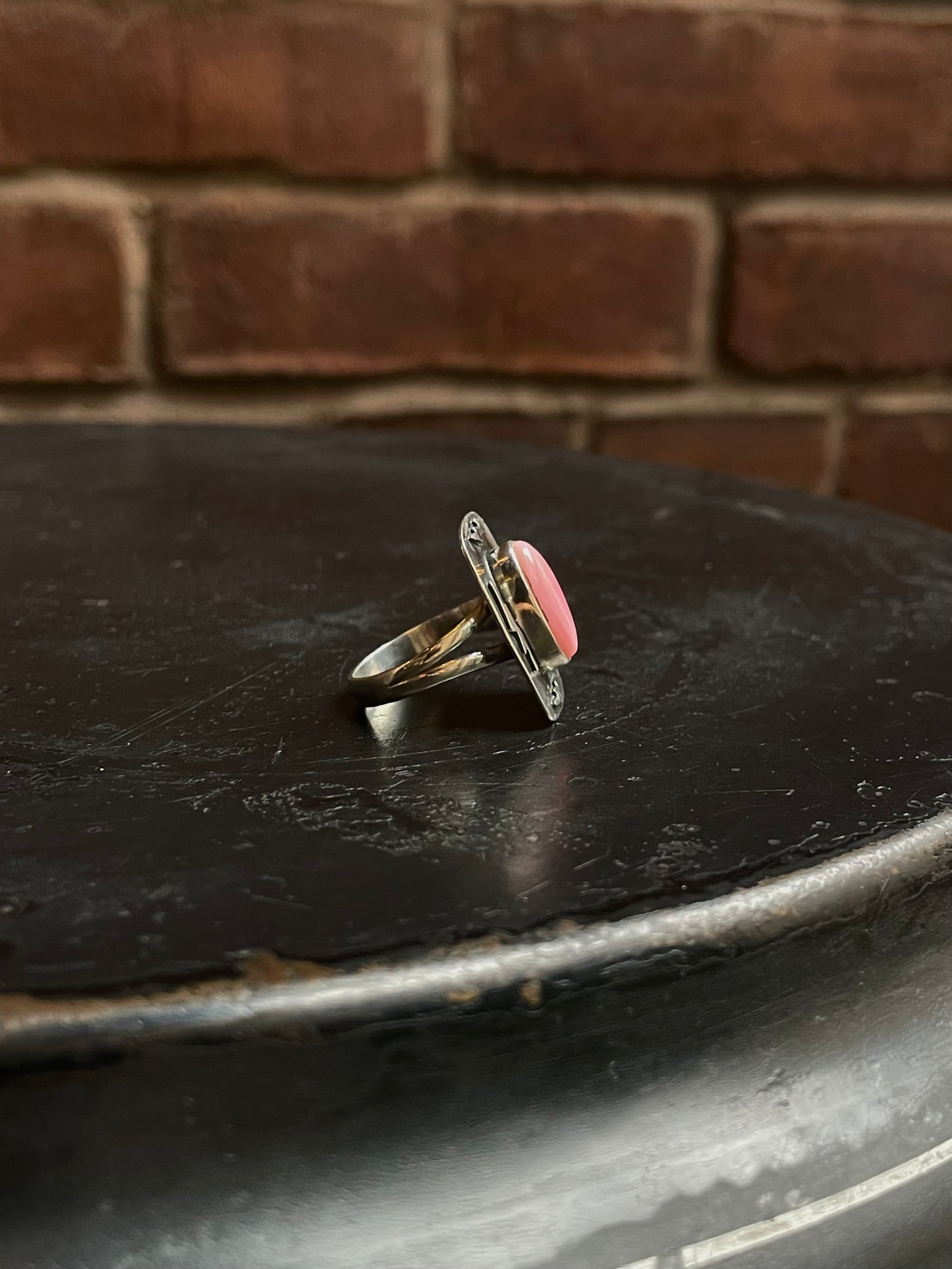 Pink Conch Lightning Bolt Ring Size 8.25 | 925 Sterling Silver C935