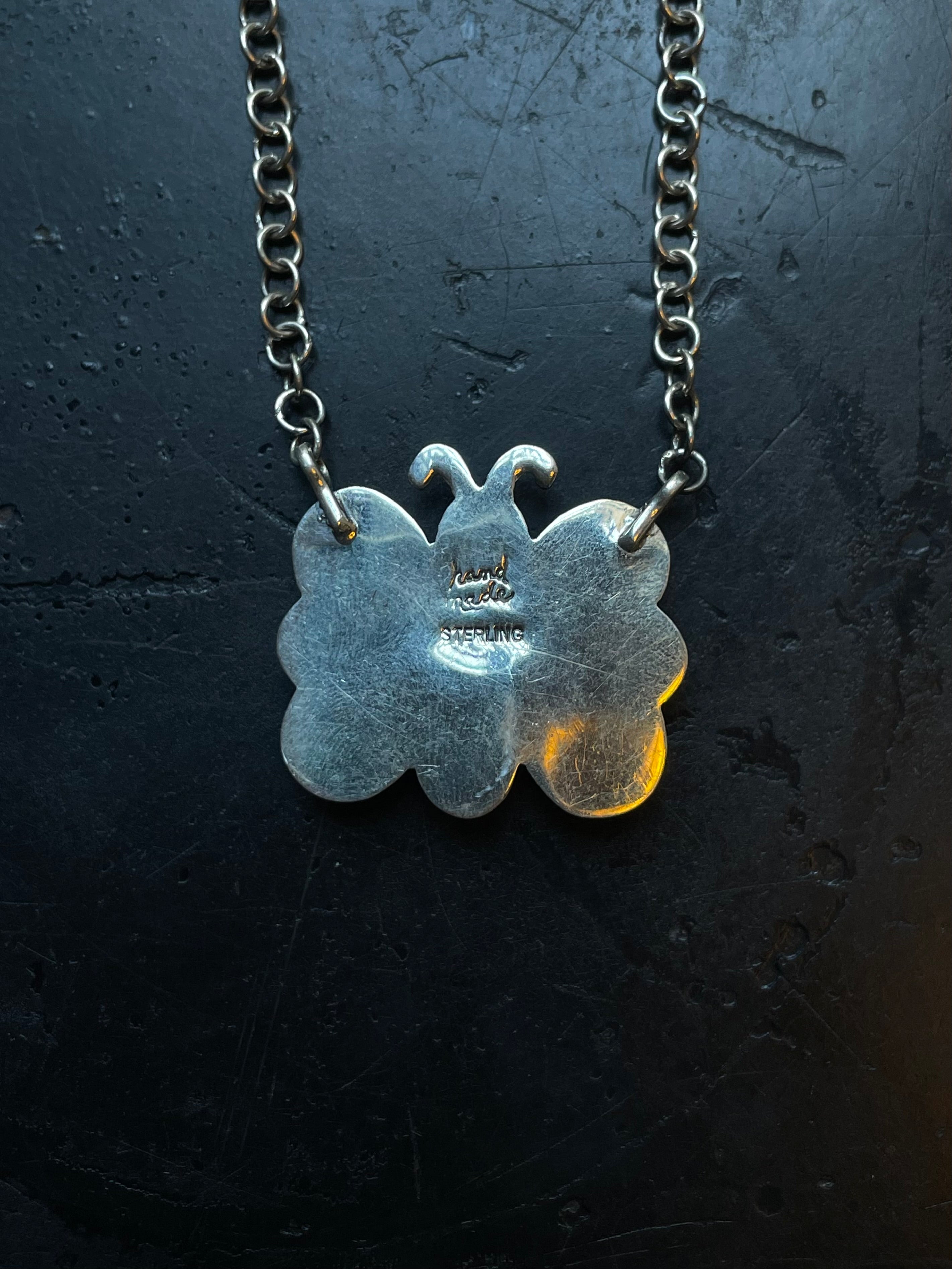 Pink Butterfly Conch Necklace | 925 Sterling Silver E353