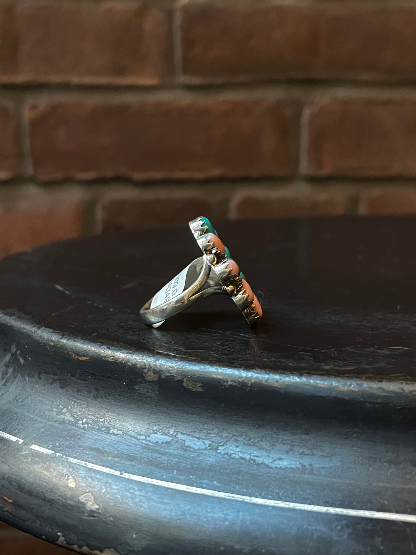 Kingman Turquoise Cluster Ring | Sterling Silver | Size 9 | A349