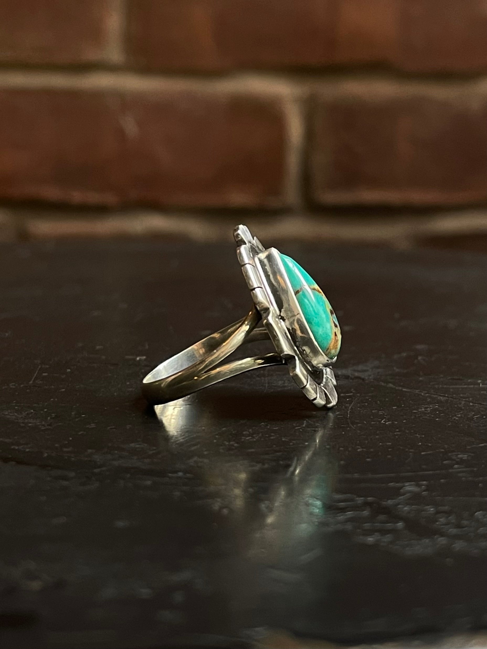 Turquoise Tear Drop Ring Size 8.5 | 925 Sterling Silver G273