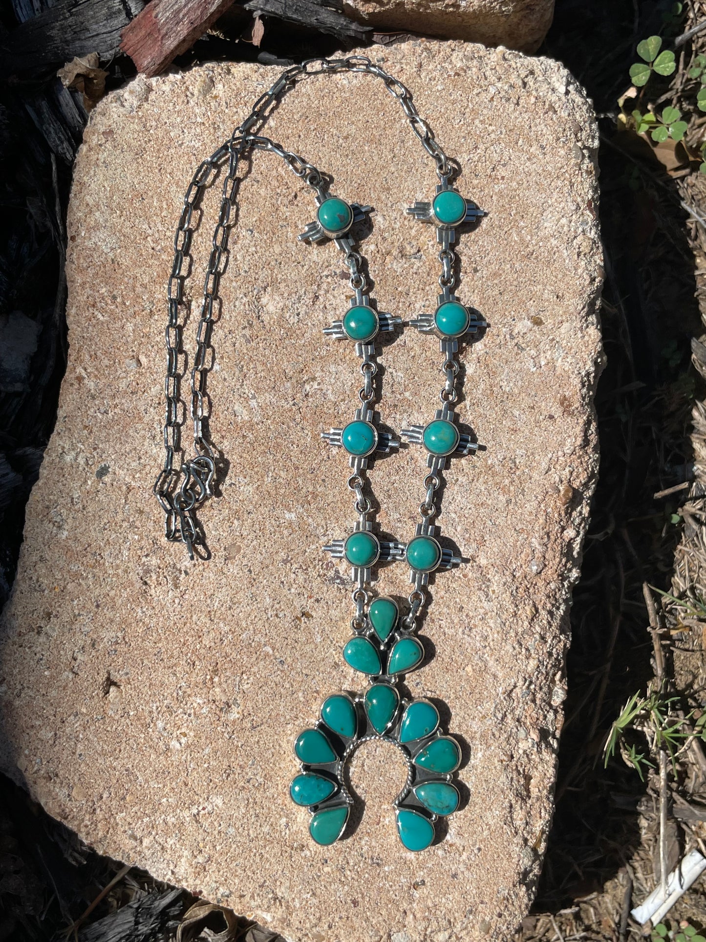 Kingman Turquoise Naja Necklace | Sterling Silver D132