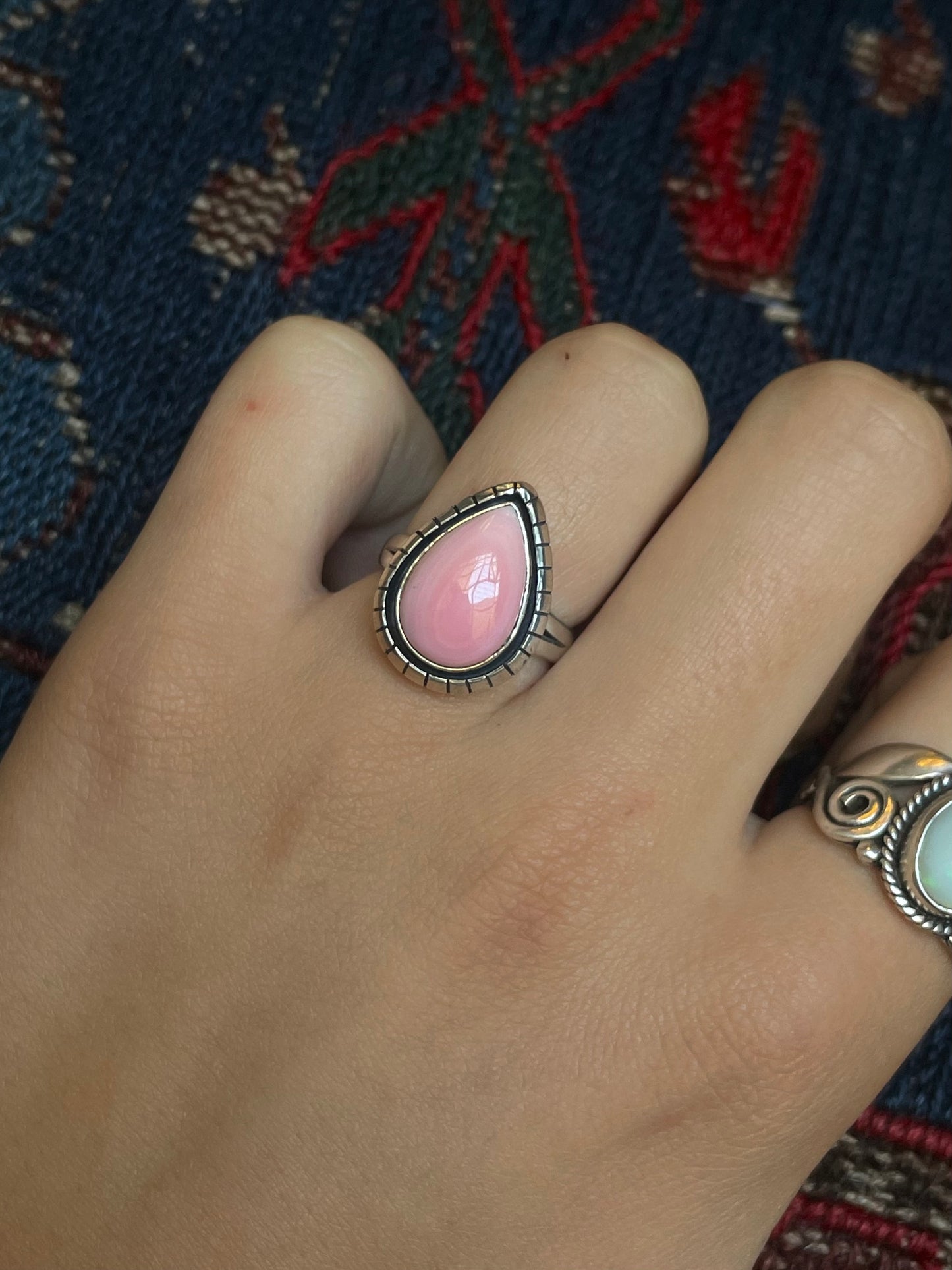 Pink Conch Ring Size 7 | 925 Sterling Silver G111